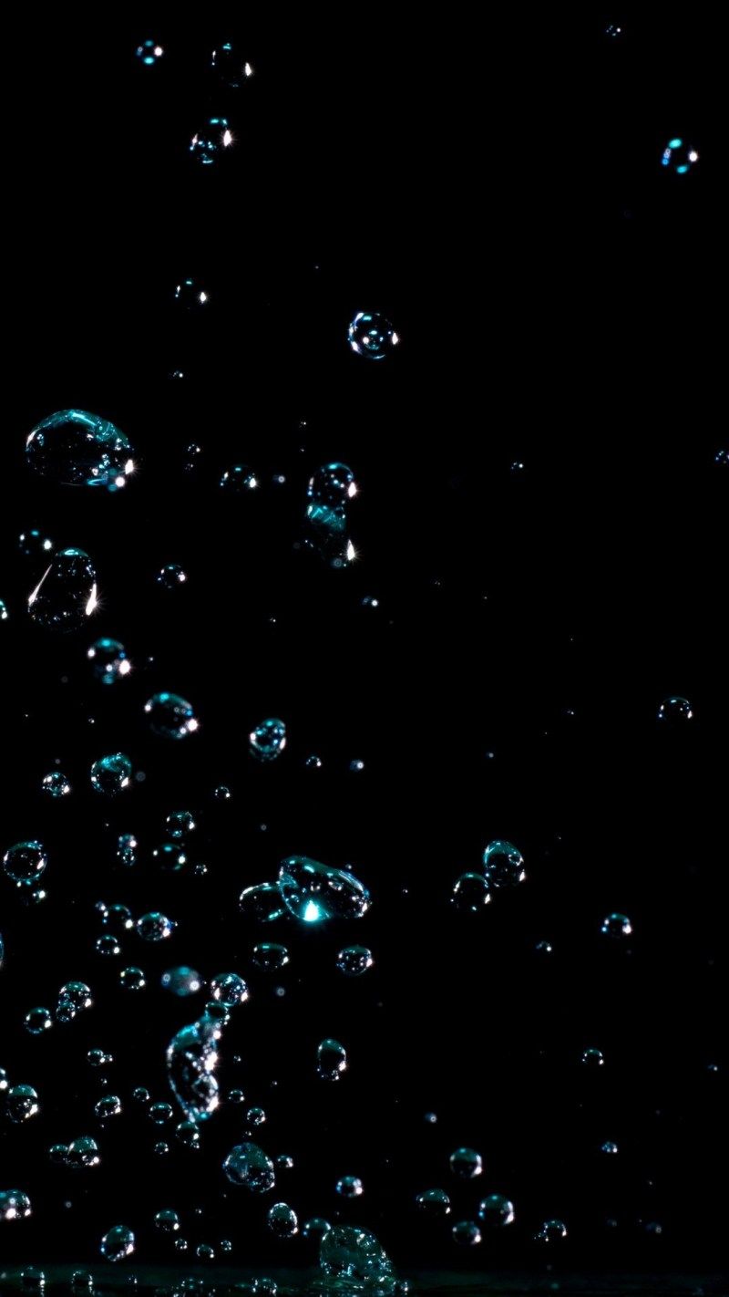 Bolle d'acqua su nero, 800x1422 Full HD Verticale, iPhone Pro Max