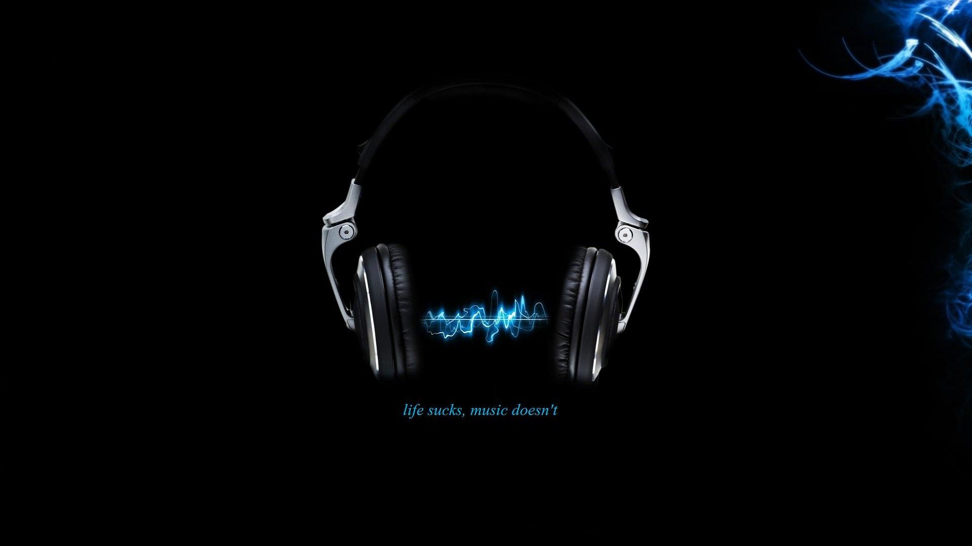 Cuffie nere con onda audio, sfondi Neri, 1920x1080 Full HD 1080p, Desktop