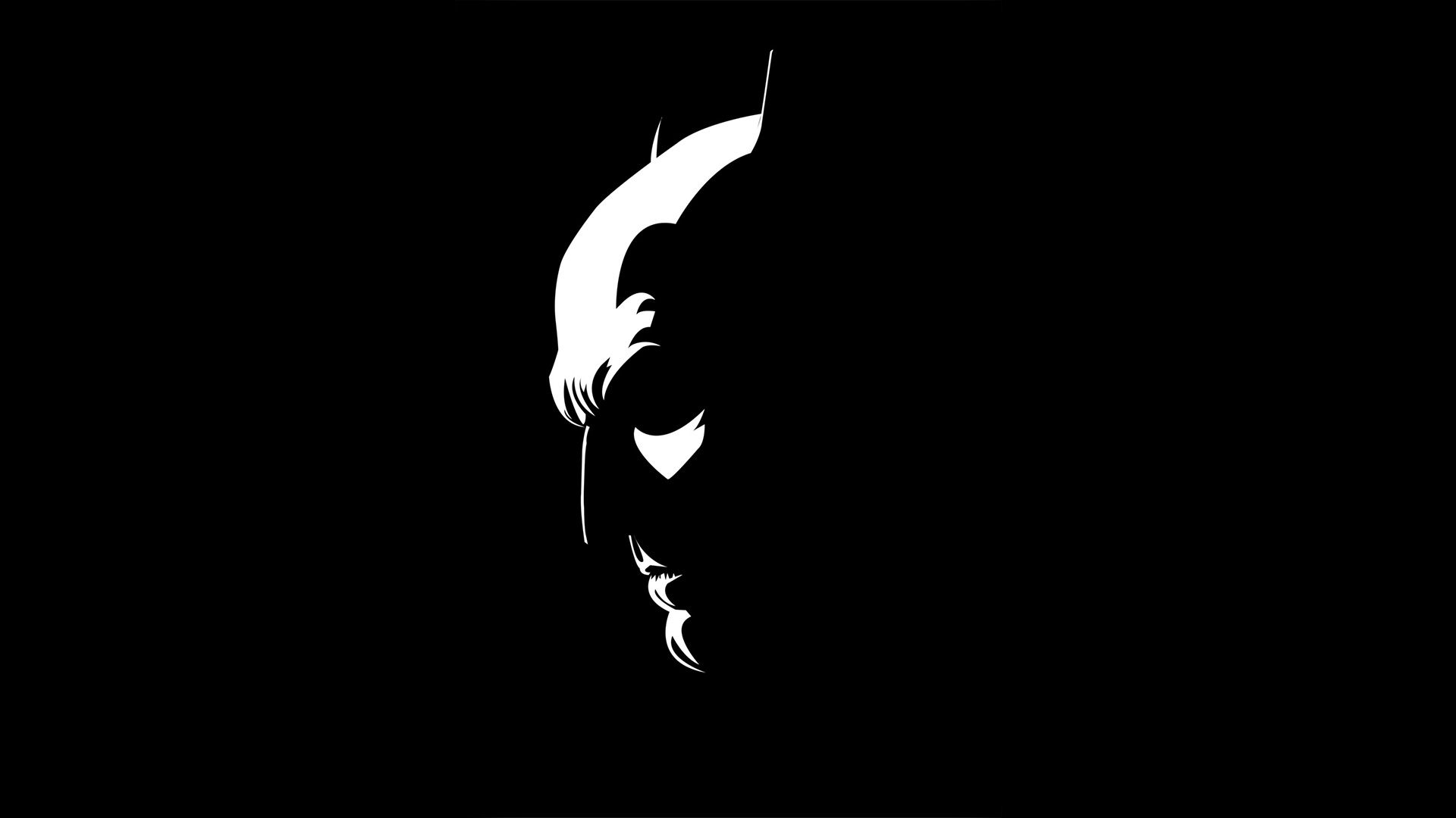 Silhouette Batman su nero, Gotham, sfondi Neri, 1920x1080 Full HD, PC Desktop