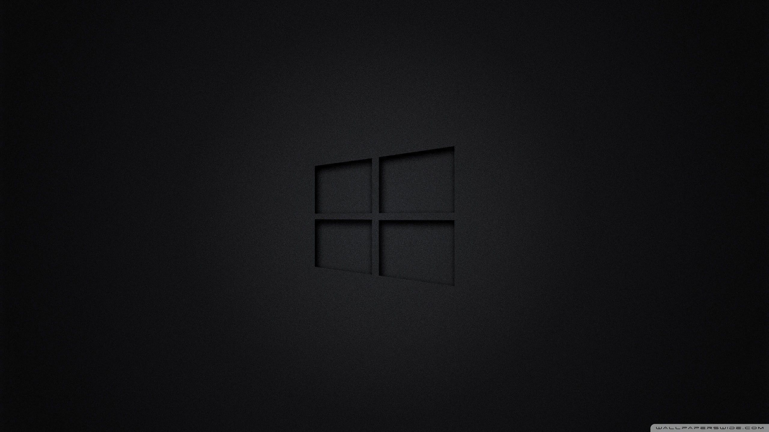 Logo Windows nero minimale, sistema operativo Microsoft, sfondi Neri, 2560x1440 QHD, Monitor Gaming