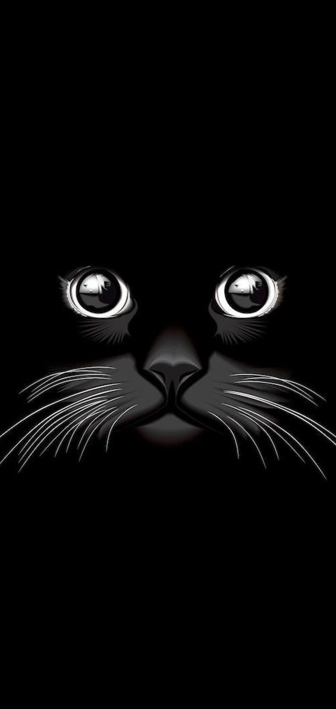 Gatto nero occhi luminosi, sfondi Neri, 1080x2280 Verticale, Telefono
