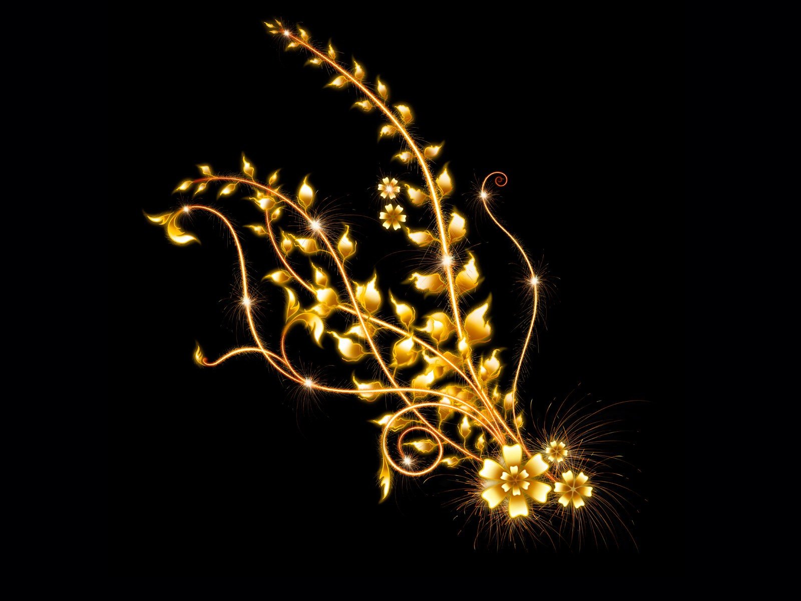 Rami dorati luminosi astratti, 1600x1200 HD Ready, Laptop