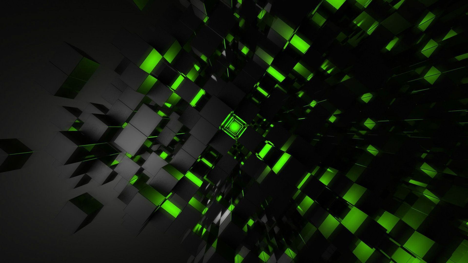 Cubi astratti verde e nero, 1920x1080 Full HD, Desktop