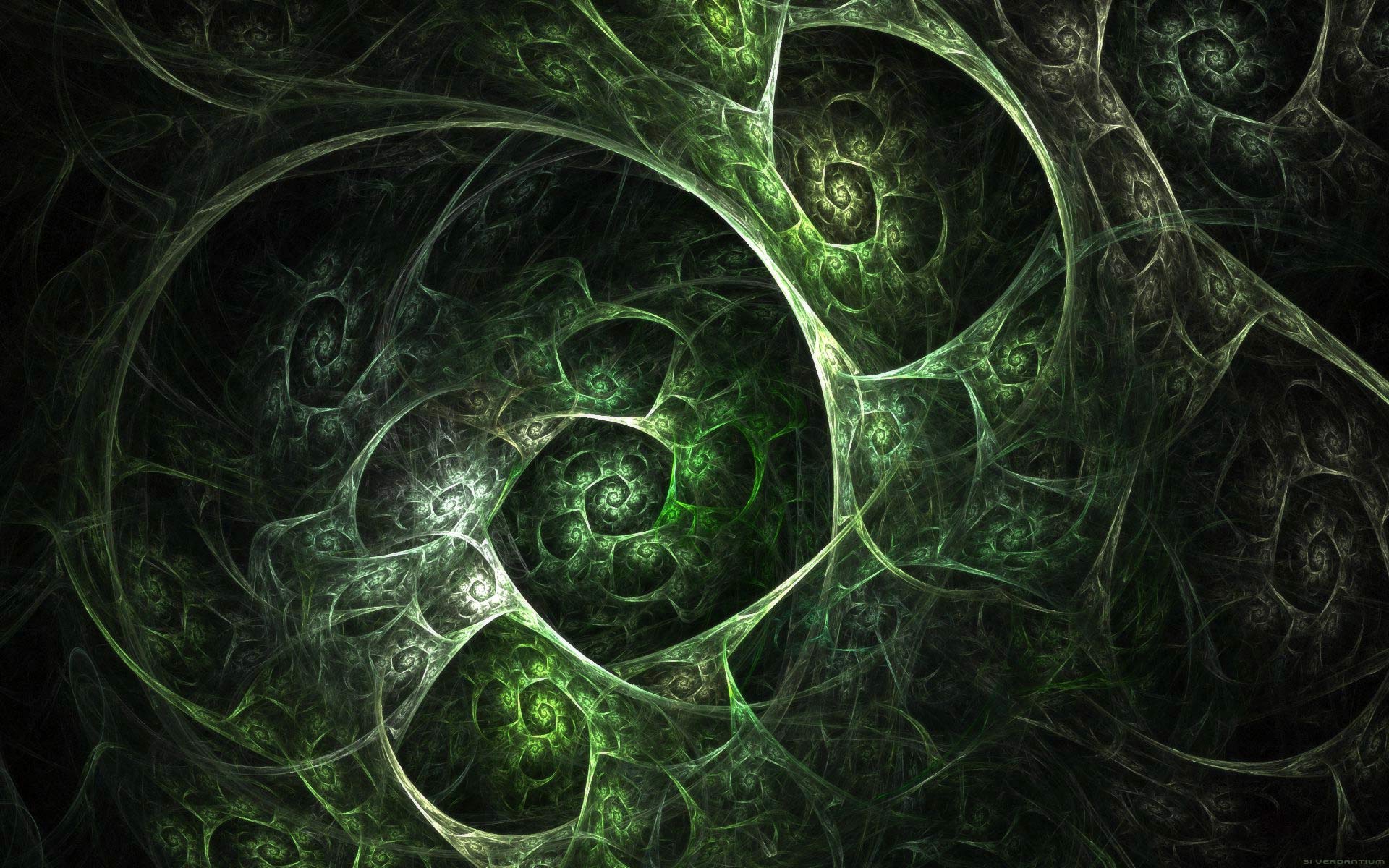 Spirali frattali astratte verdi, 1920x1200 Full HD+, PC