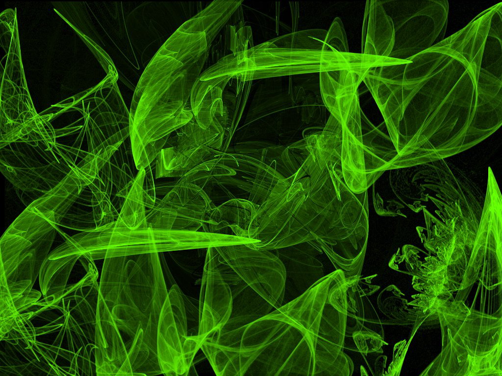 Frattali verdi astratti sfondo nero, 1024x768 HD, PC