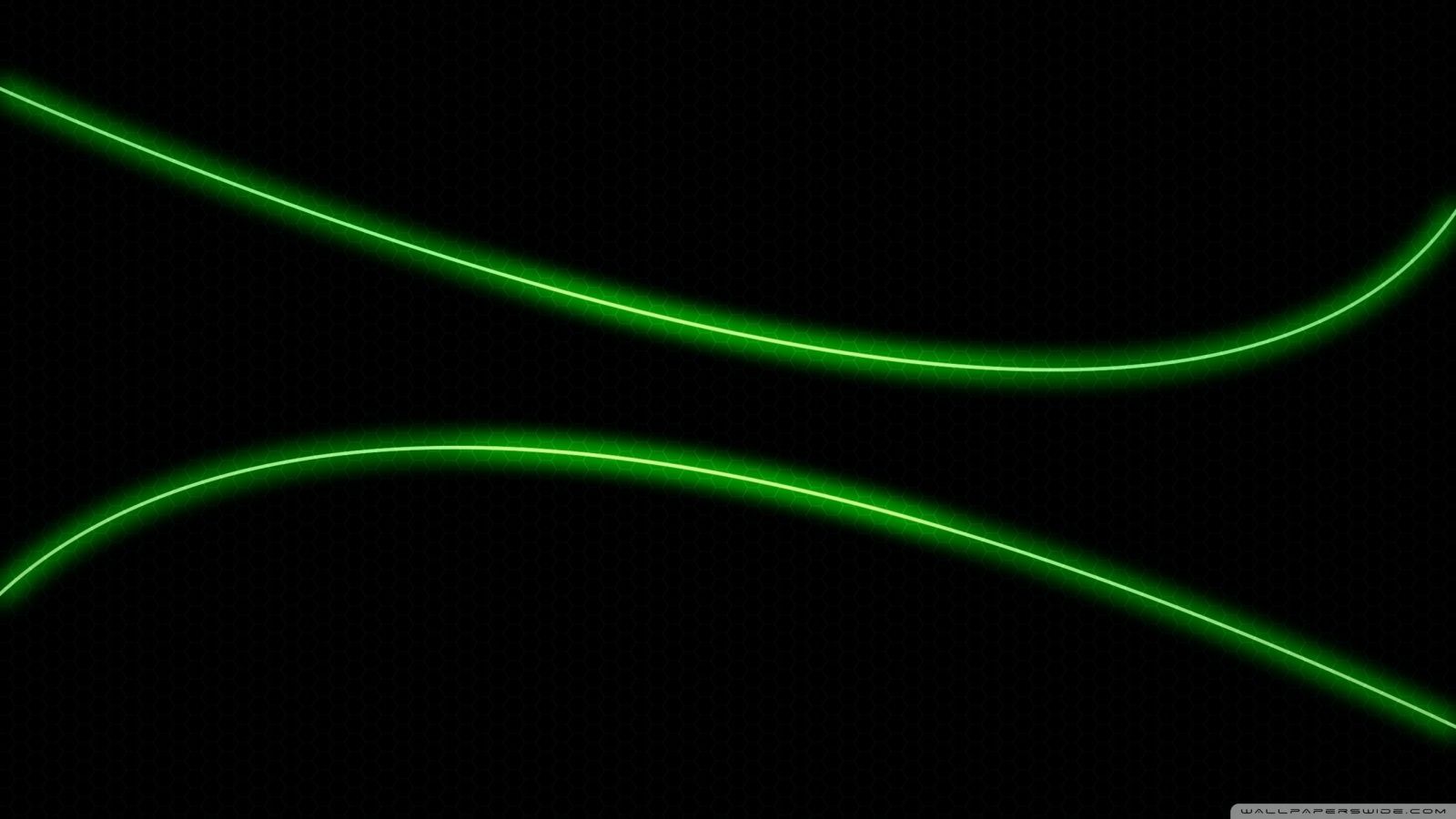 Linee curve verdi neon nero, 1600x900 HD, Laptop