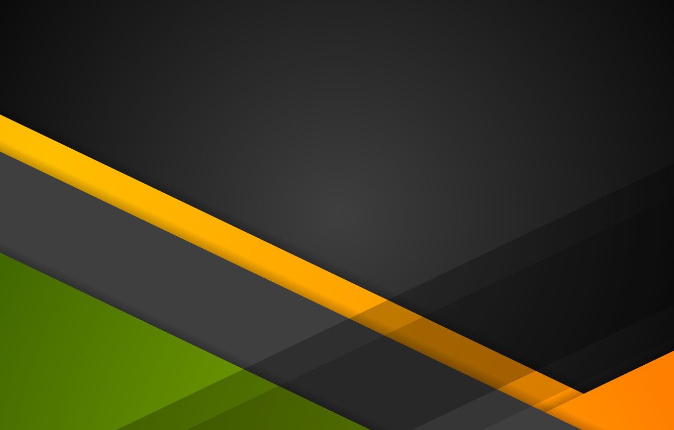 Forme geometriche astratte nero verde arancione, 1332x850 HD, Desktop