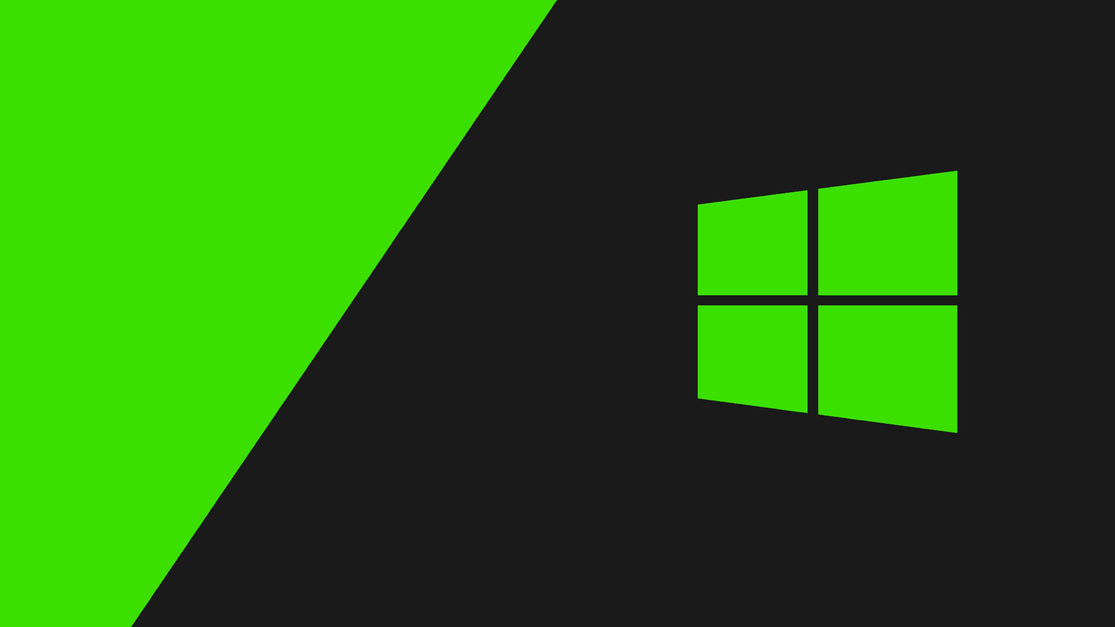 Logo Windows verde e nero, sistema operativo Microsoft, 3840x2160 4K Ultra HD, Monitor 4K