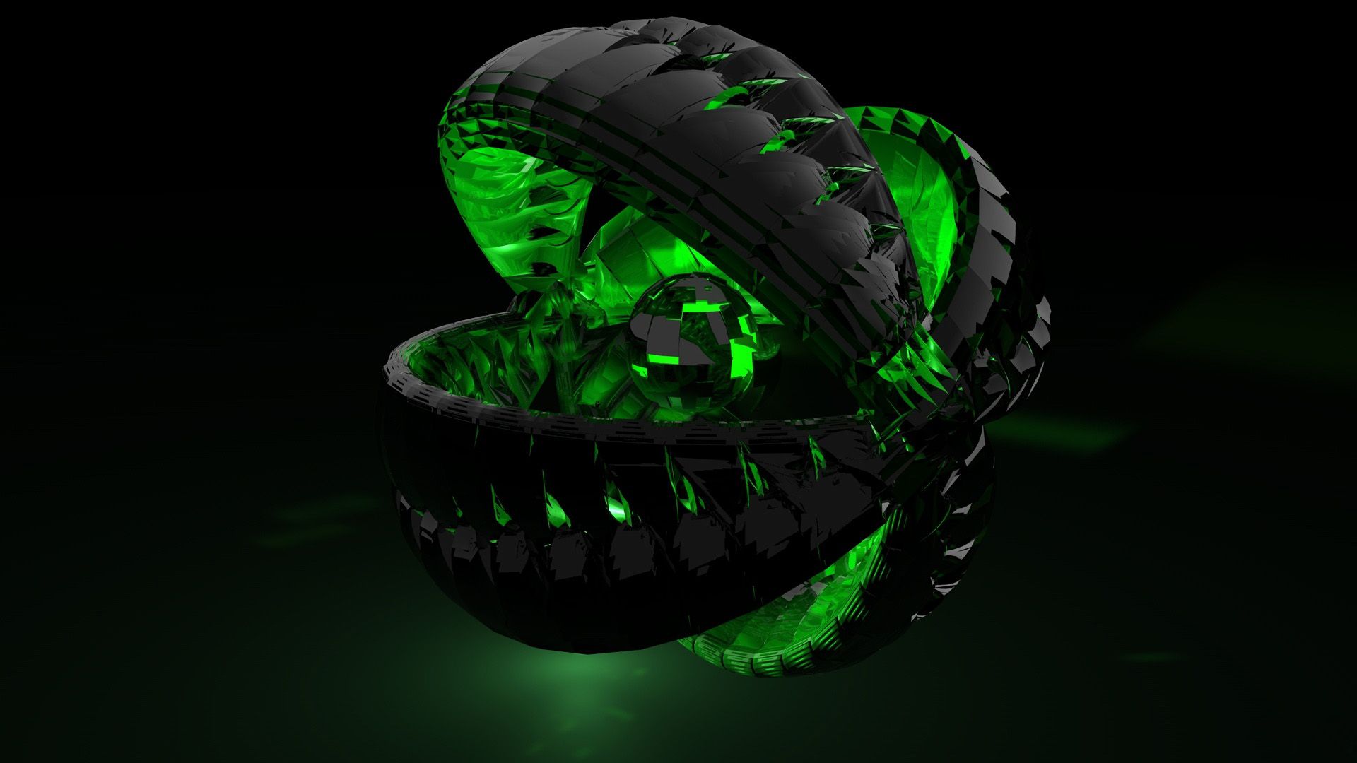 Sfera 3D nera e verde, 1920x1080 1080p, Desktop