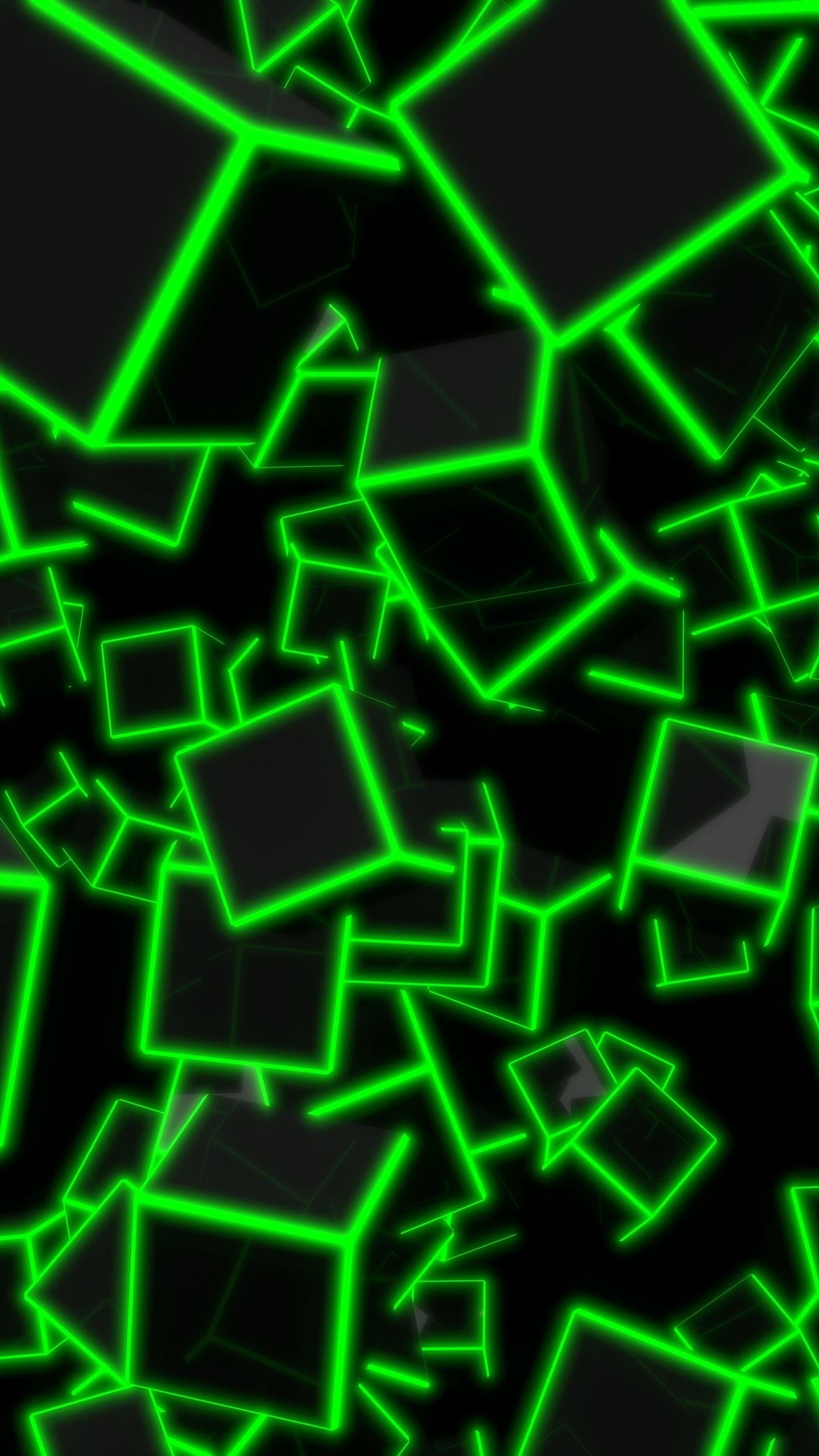 Cubi neon verdi astratti, 1440x2560 Full HD Verticale, Smartphone