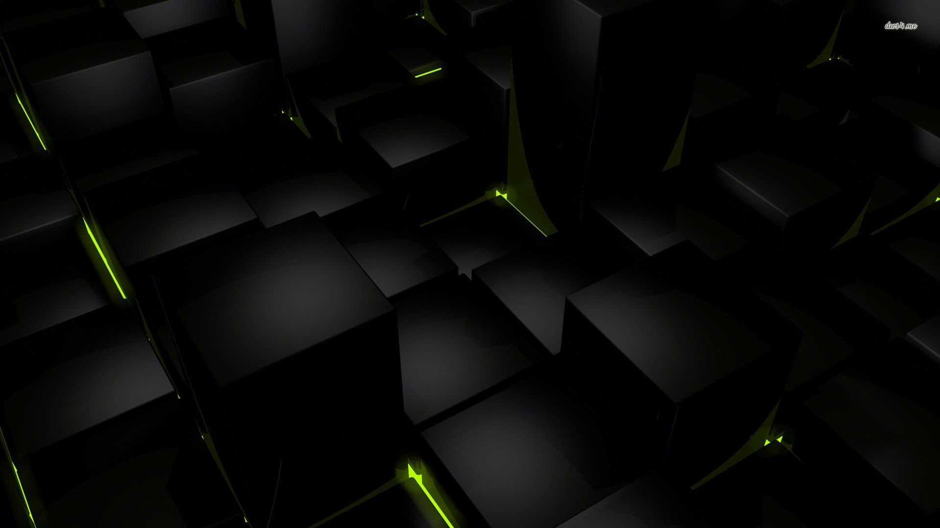 Cubi 3D neri con luci verdi, 1920x1080 Full HD, Laptop