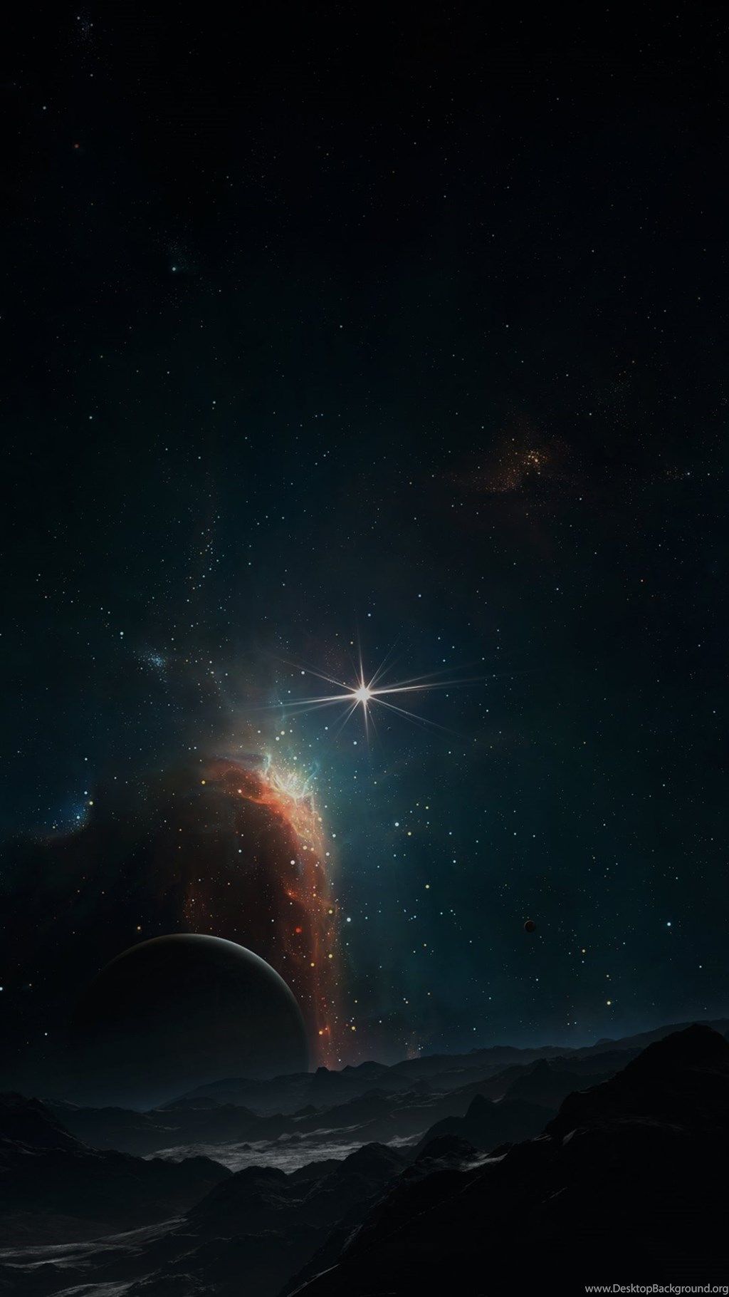 Nebulosa spaziale nero notte, 1024x1820 Verticale, Android