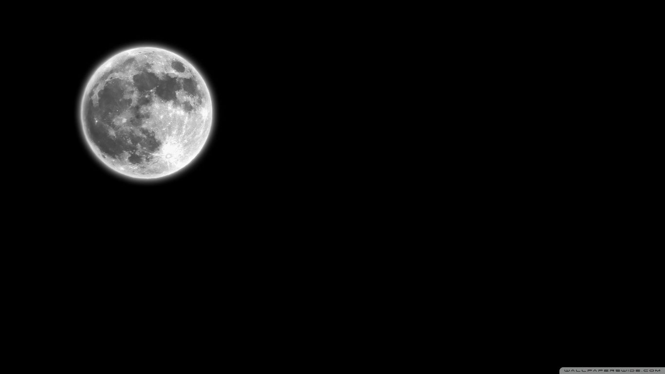 Luna piena cielo nero, 1366x768 HD, PC Desktop