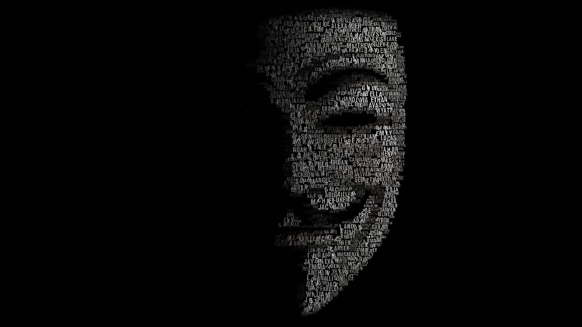 Maschera Anonymous nero, 1920x1080 Full HD, PC Desktop