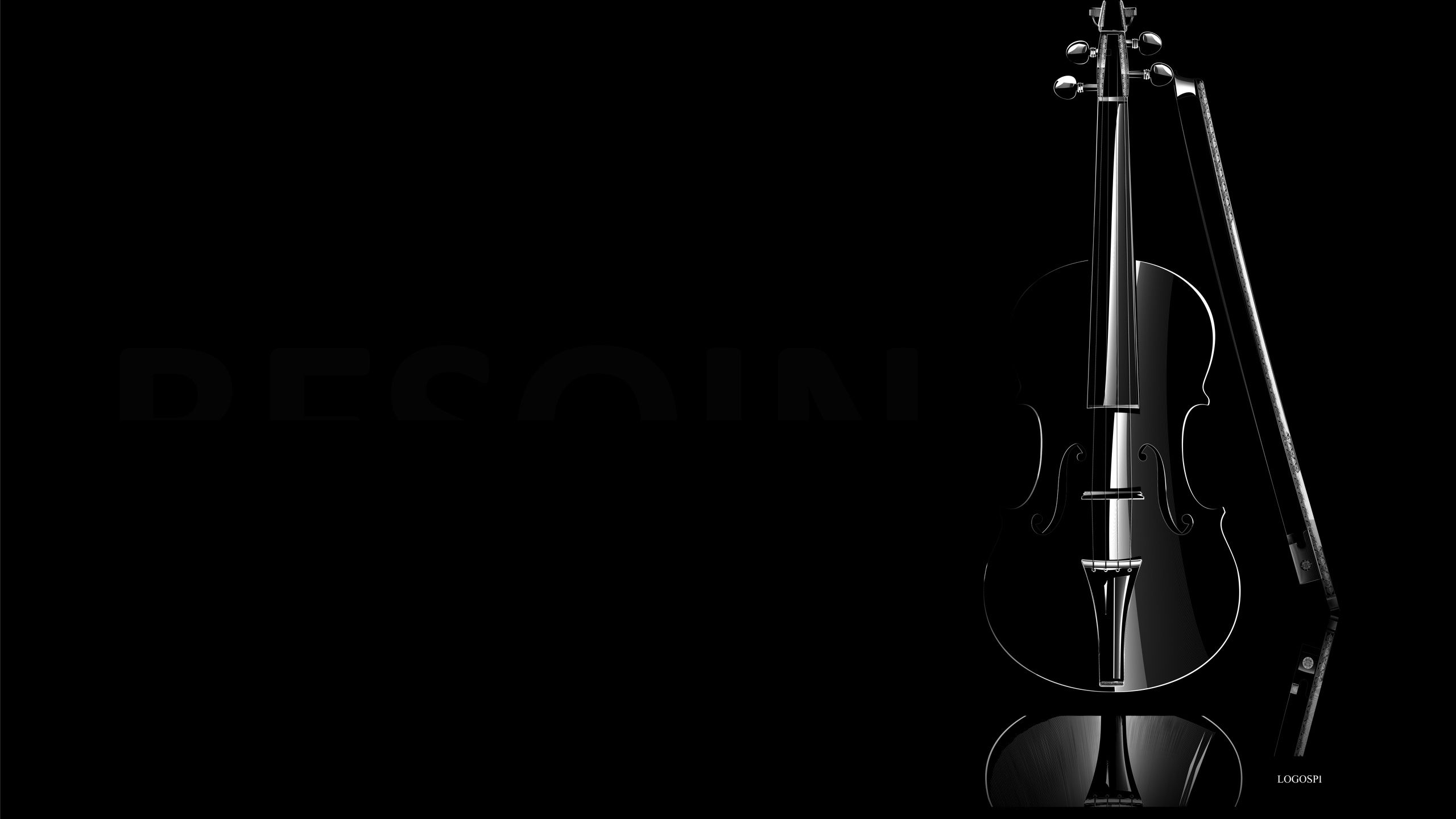 Violino nero su sfondo nero, 2560x1440 2K, Desktop