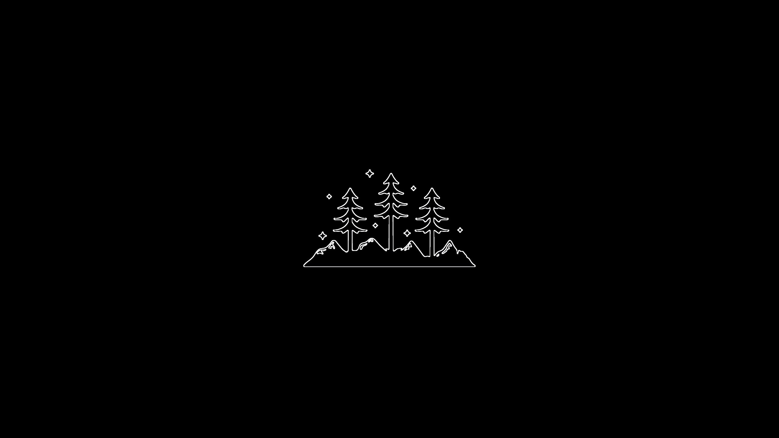 Alberi minimalisti su sfondo nero, 2560x1440 1440p, Monitor Gaming