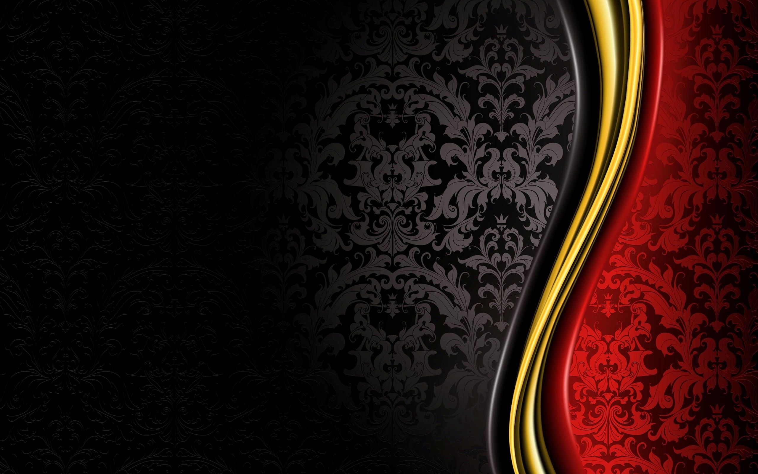 Damasco nero e rosso con oro, 2560x1600 WQXGA, Desktop