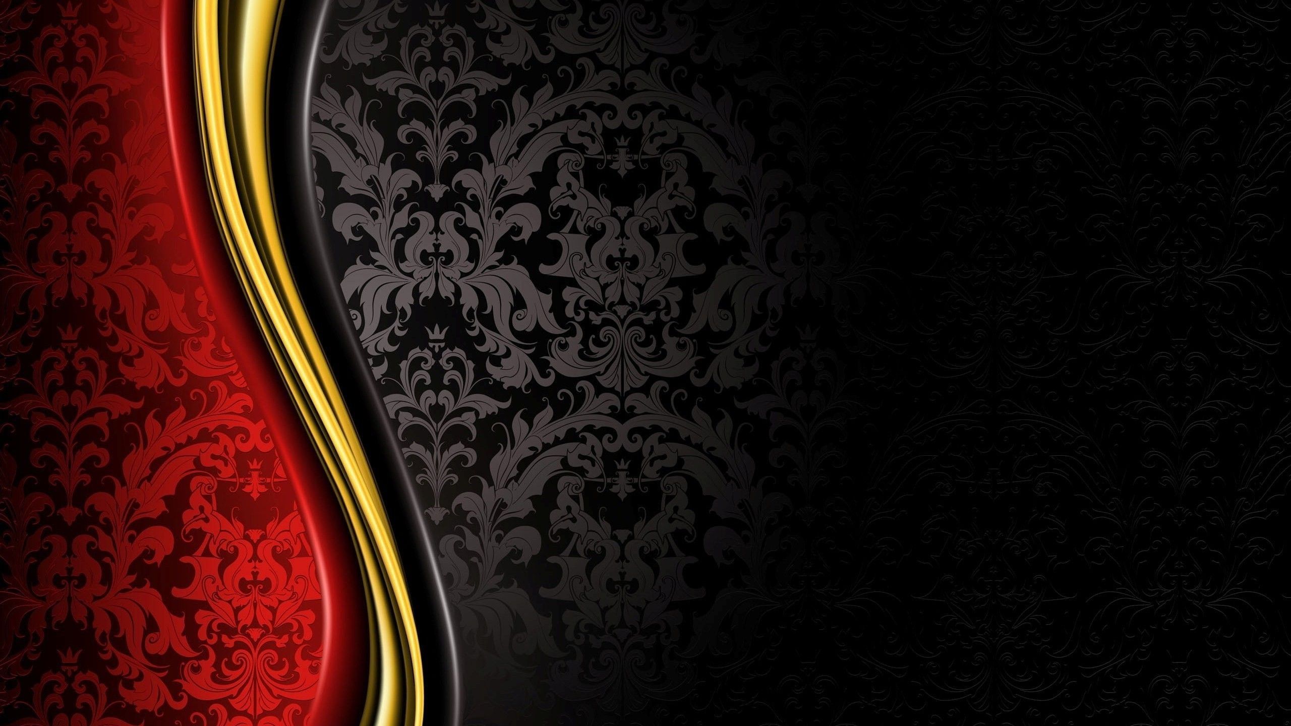 Sfondo damascato nero rosso oro, 2560x1440 2K, Desktop