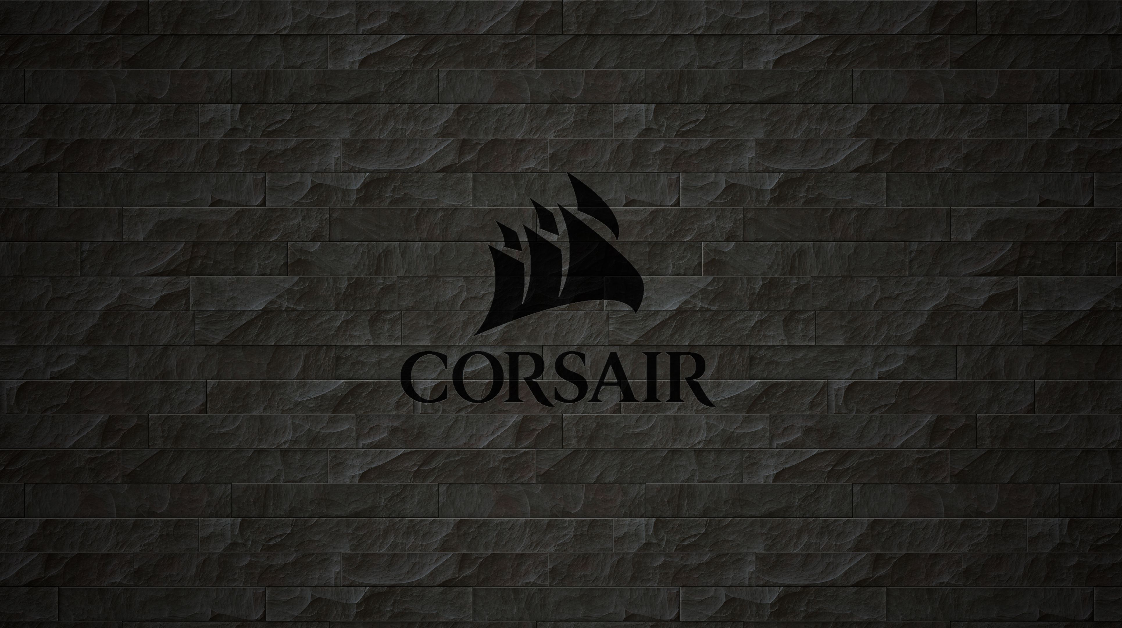 Logo Corsair su muro nero, 3860x2160 UHD, PC 4K