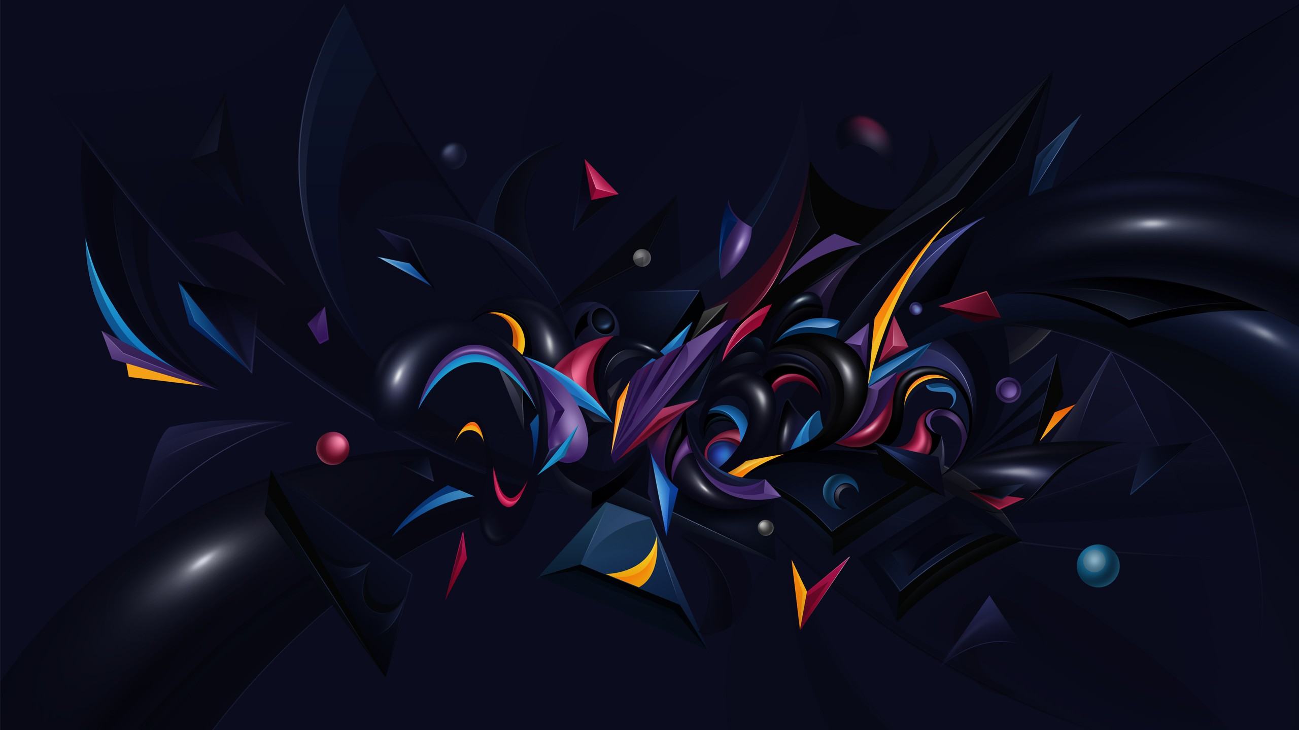 Forme astratte colorate su nero, 2560x1440 1440p, Desktop