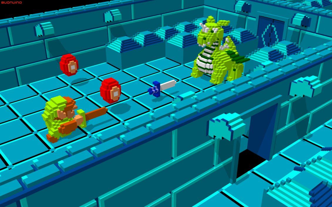 Link e draghi in stile pixel 3D, The Legend of Zelda, 1131x707 HD, Desktop
