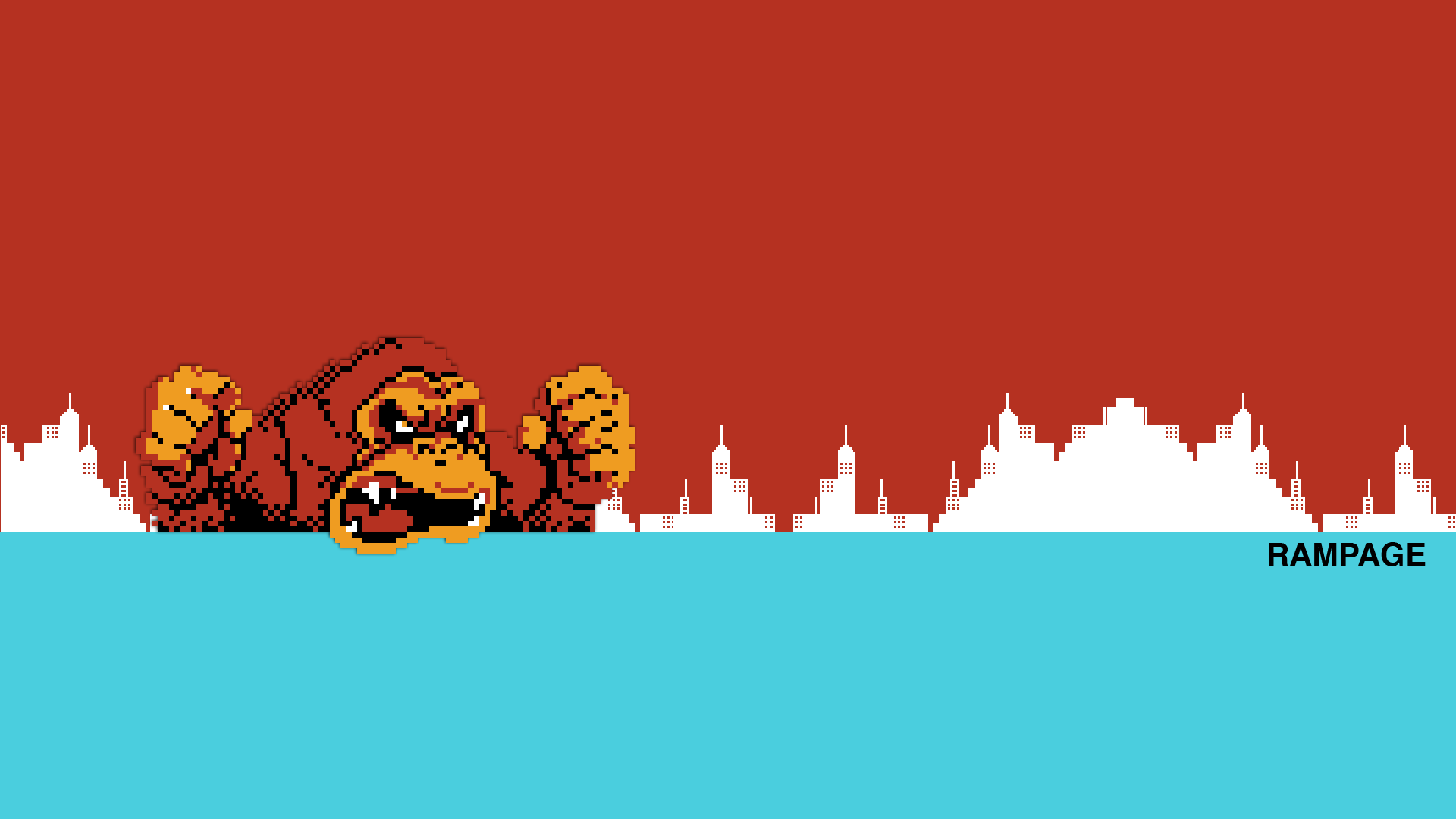 Gorilla pixel art Rampage, 1920x1080 1080p, PC