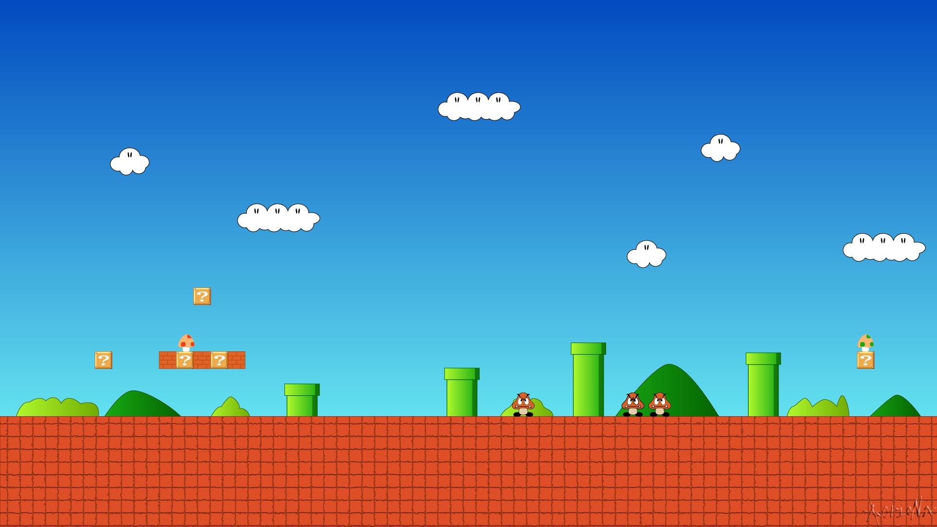 Mario 8-bit paesaggio pixel, idraulico, 1920x1080 Full HD 1080p, PC