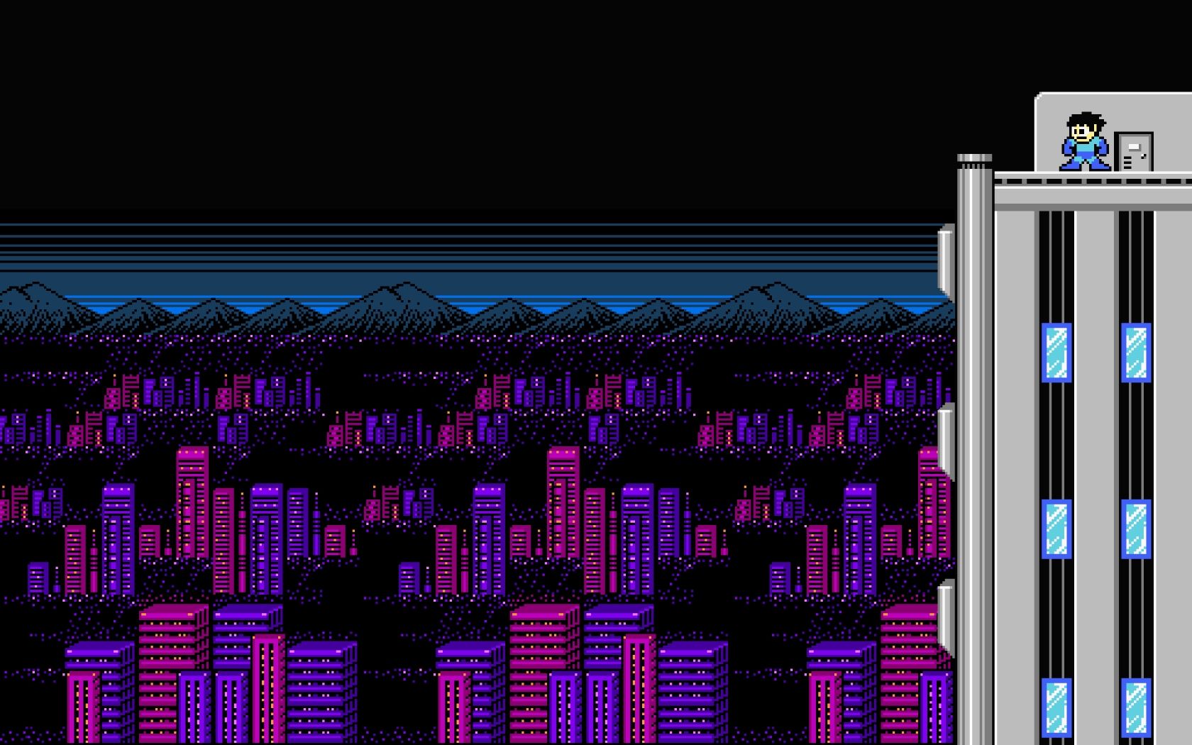 Mega Man città pixel art, 1680x1050 900p, Laptop