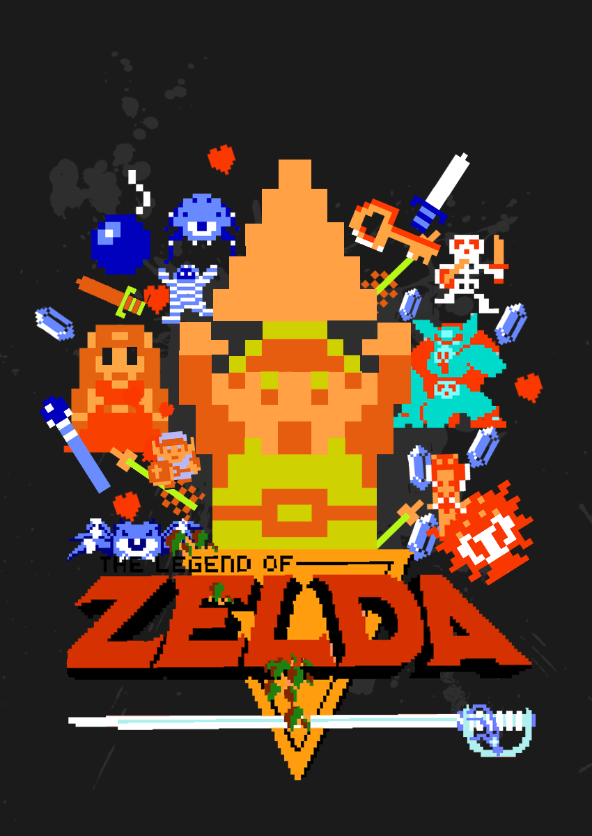 Zelda pixel art 8-bit, 850x1200 Full HD Verticale, iPhone
