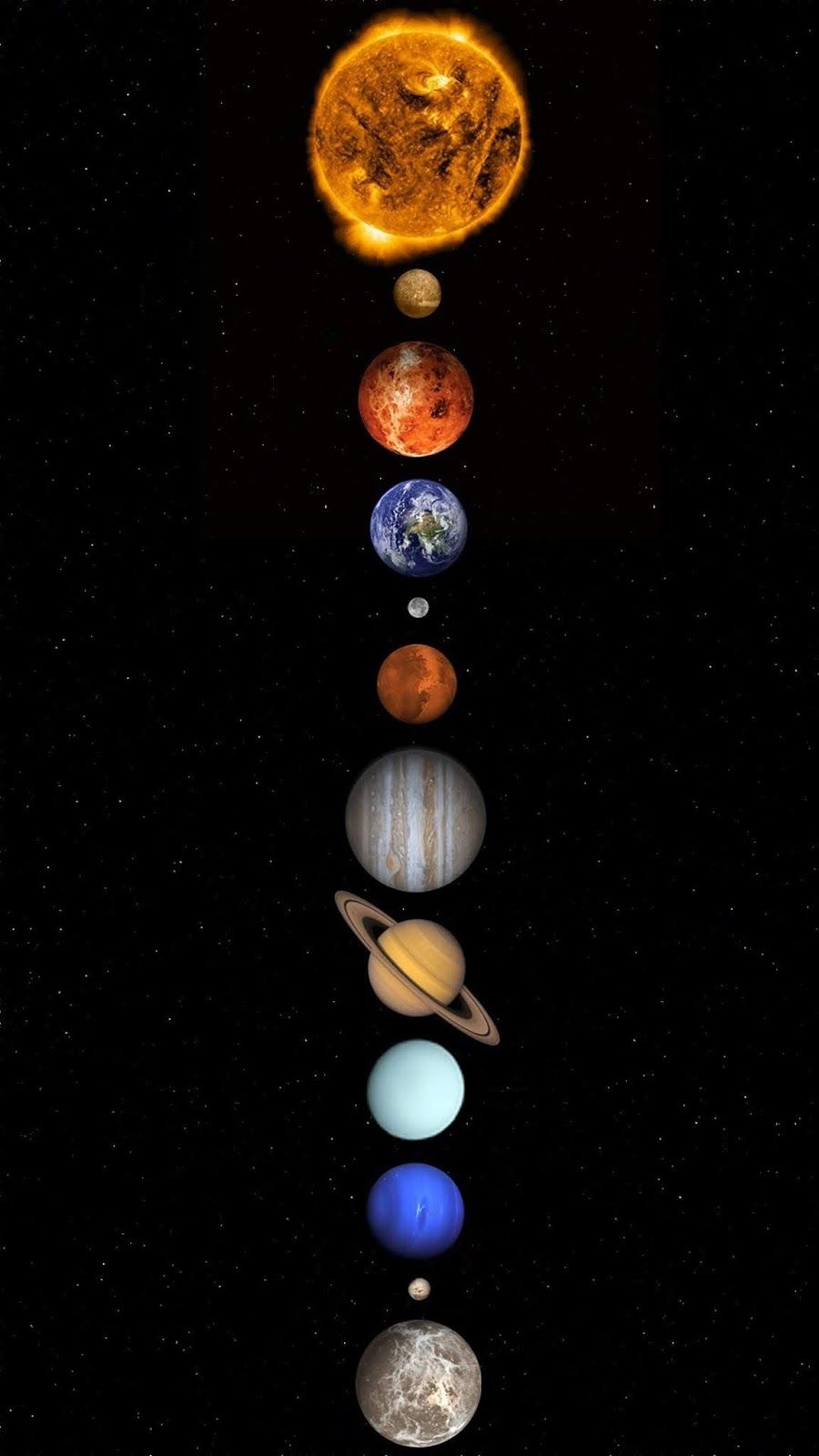 Sistema solare pianeti allineati, 900x1600 Verticale, iPhone Pro