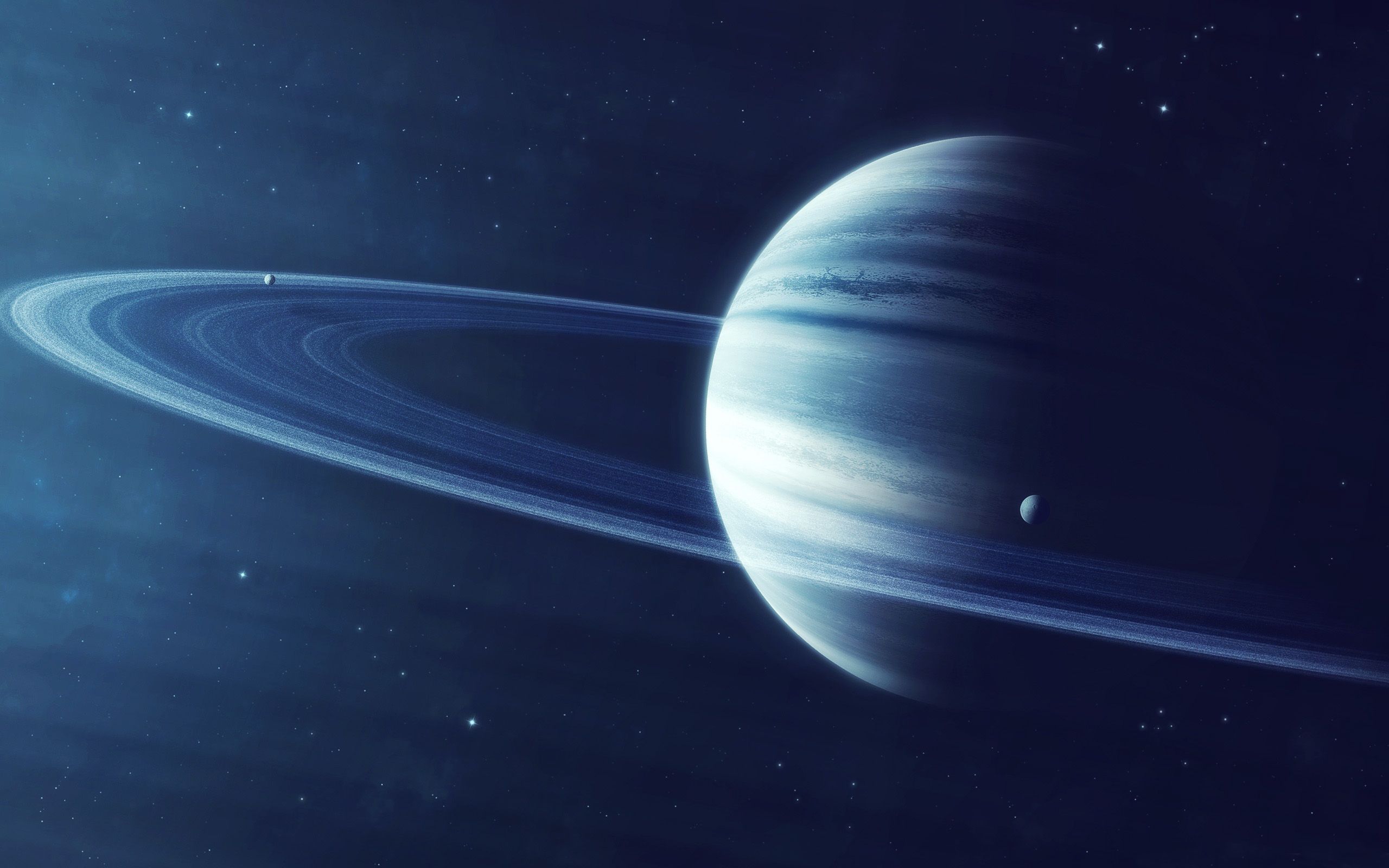 Pianeta blu con anelli spaziali, 2560x1600 2K+, Laptop