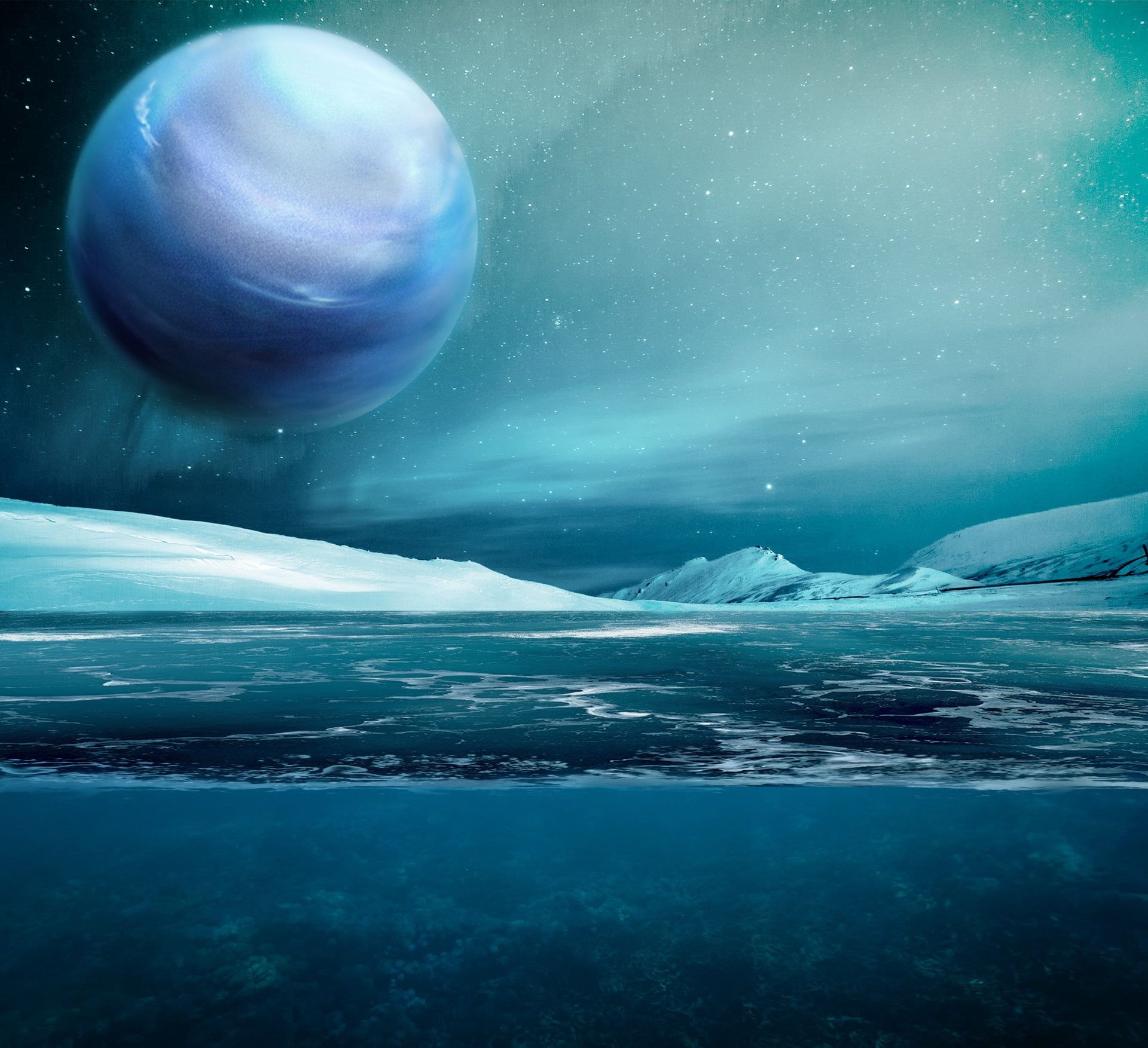 Pianeta Nettuno paesaggio ghiacciato, 1920x1754 WUXGA, Laptop