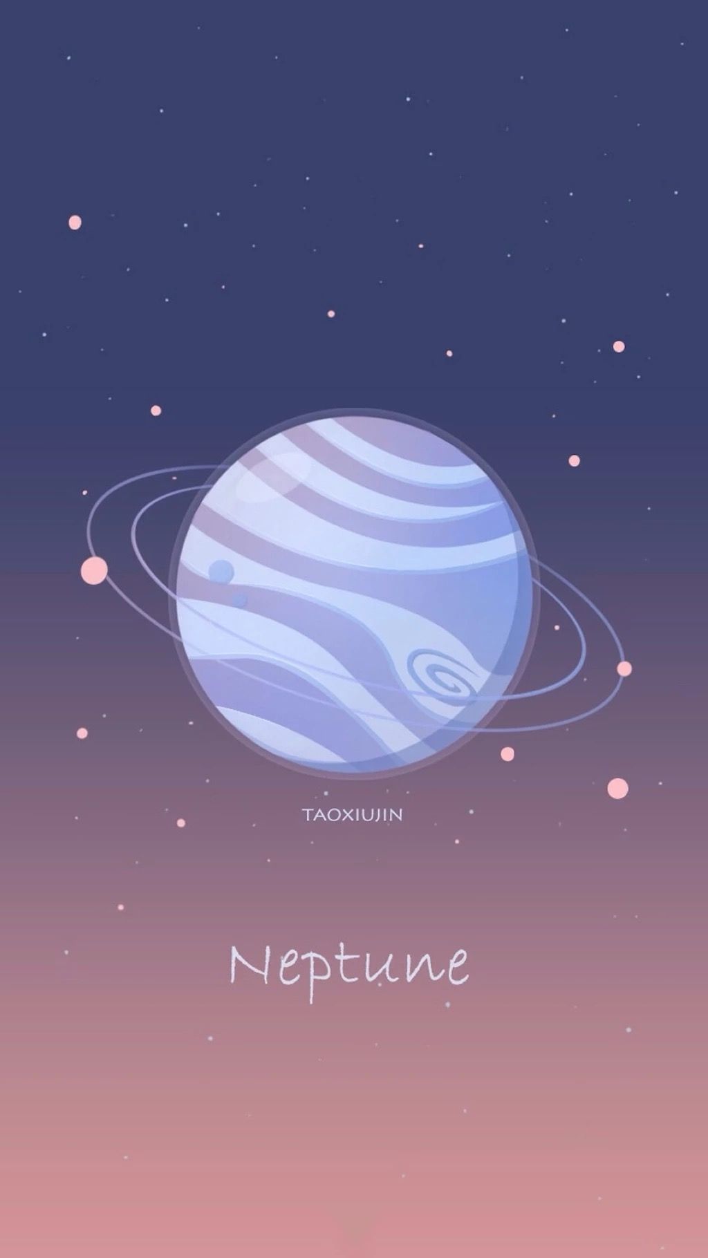 Nettuno pianeta illustrato spazio, 1024x1820 Verticale, iPhone Pro