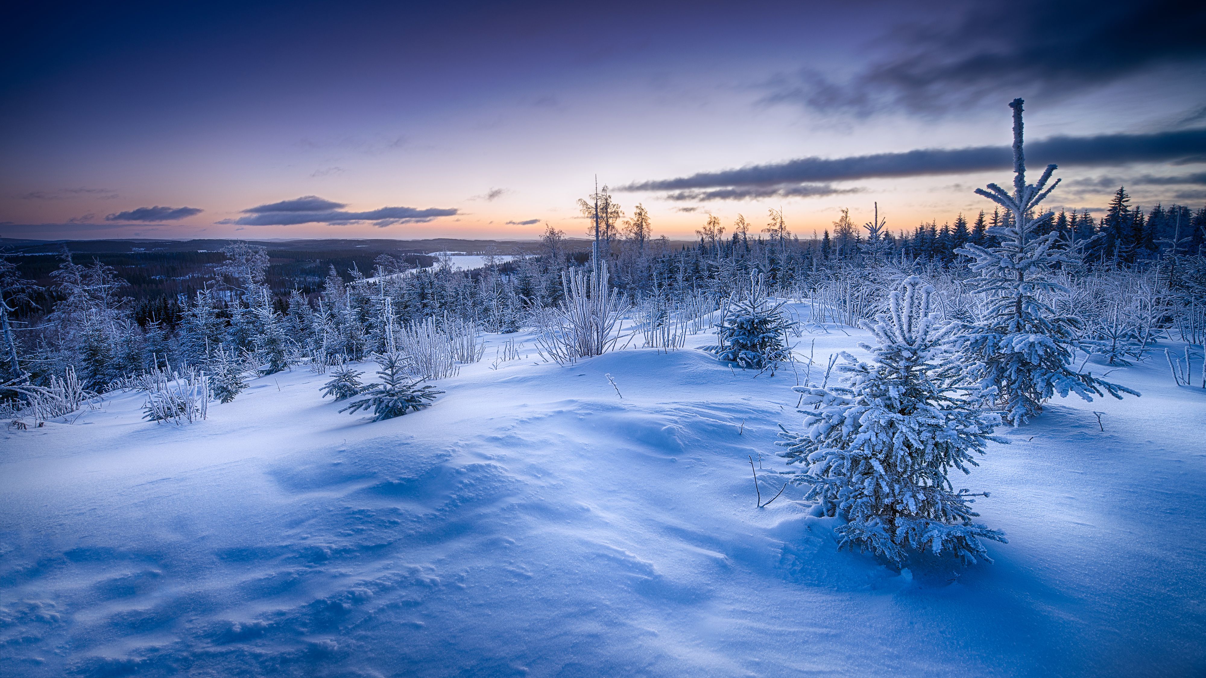 Paesaggio innevato al tramonto, 4000x2250 4K Ultra HD, Monitor 4K