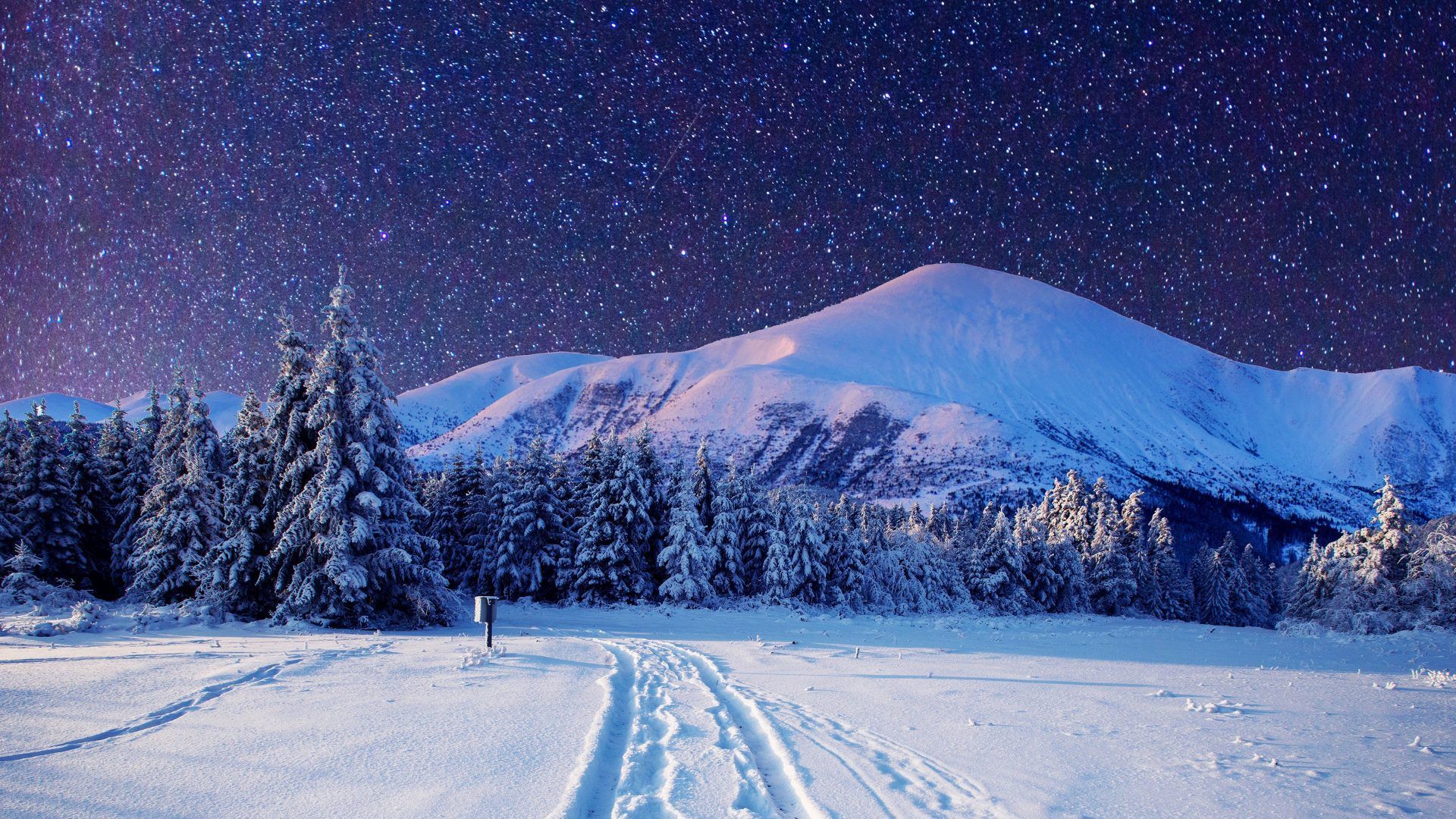 Montagna innevata sotto stelle, 1920x1080 1080p, PC