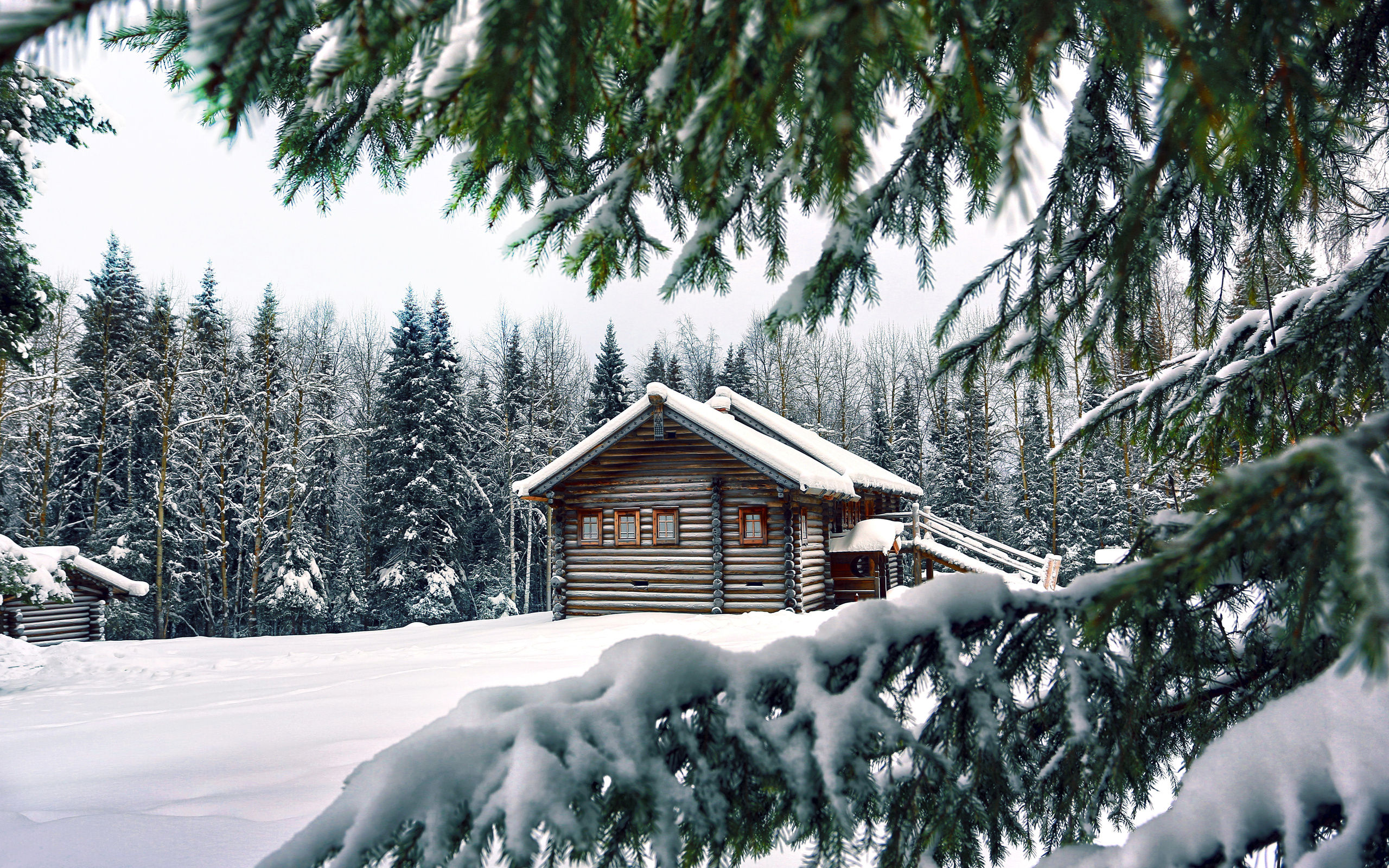 Capanna in legno nella neve, 2560x1600 2K, MacBook Pro