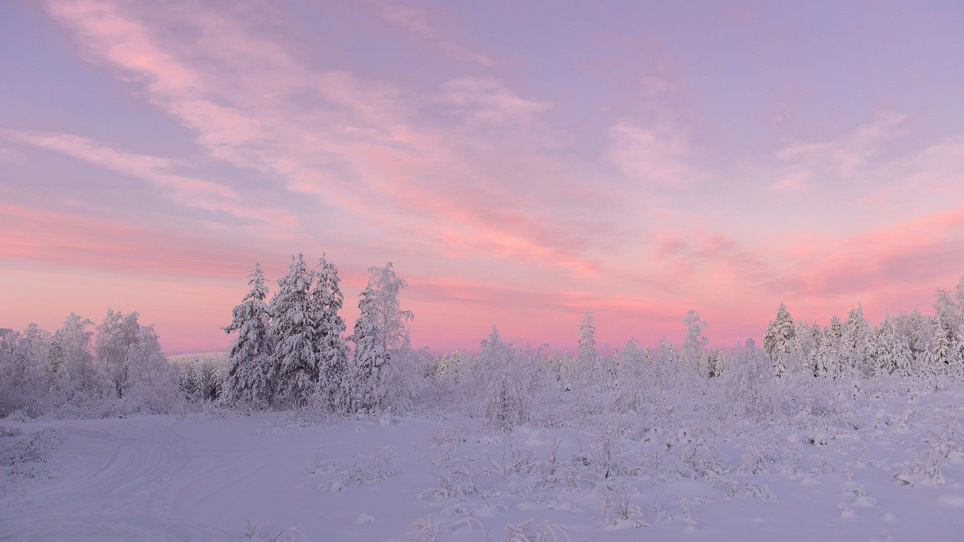 Paesaggio innevato tramonto rosa, 1920x1080 Full HD 1080p, Desktop
