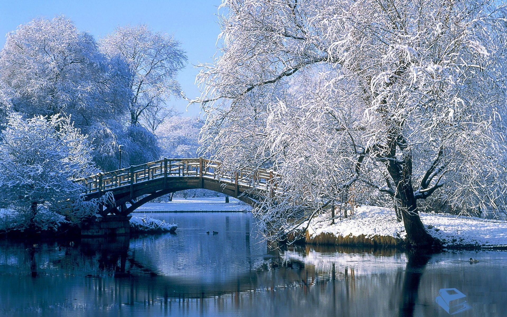 Ponte innevato su fiume, 1920x1200 Full HD+, PC