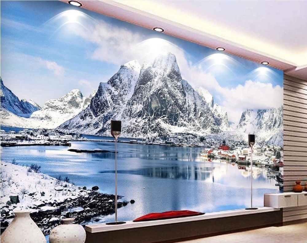 Mural montagne innevate lago, 1000x790 HD, Laptop