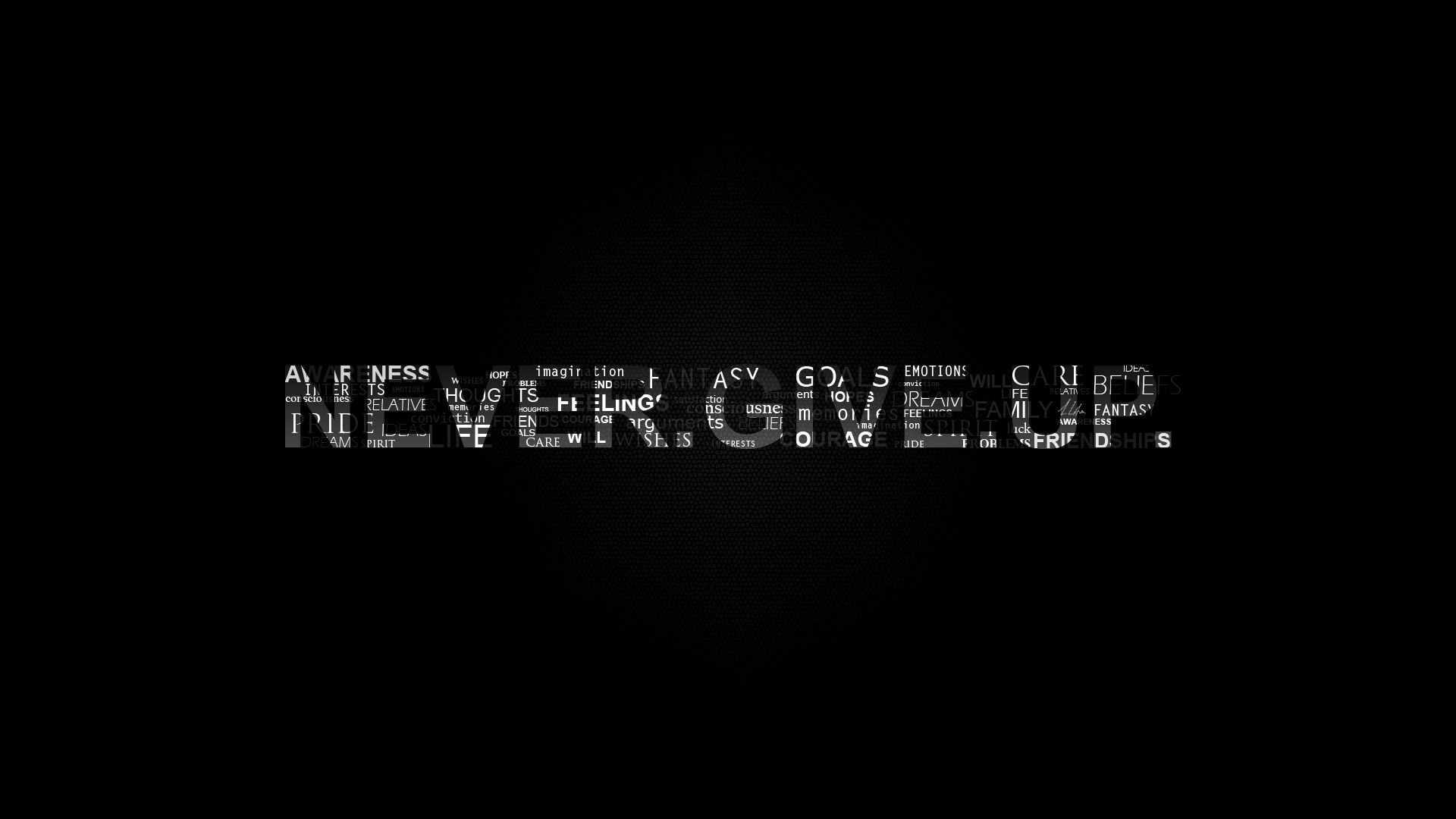 Testo Never Give Up nero, 1920x1080 1080p, Desktop
