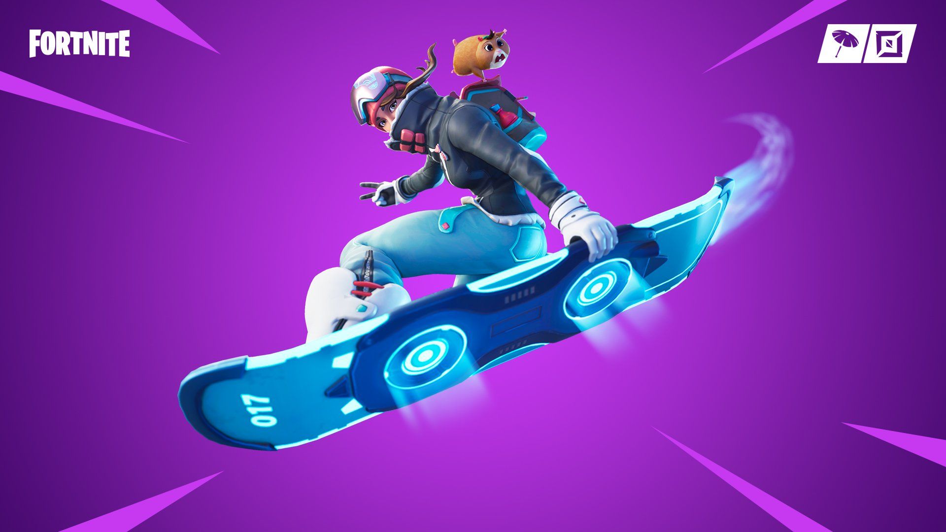 Personaggio Fortnite su hoverboard, battle royale, 1920x1080 Full HD, Desktop
