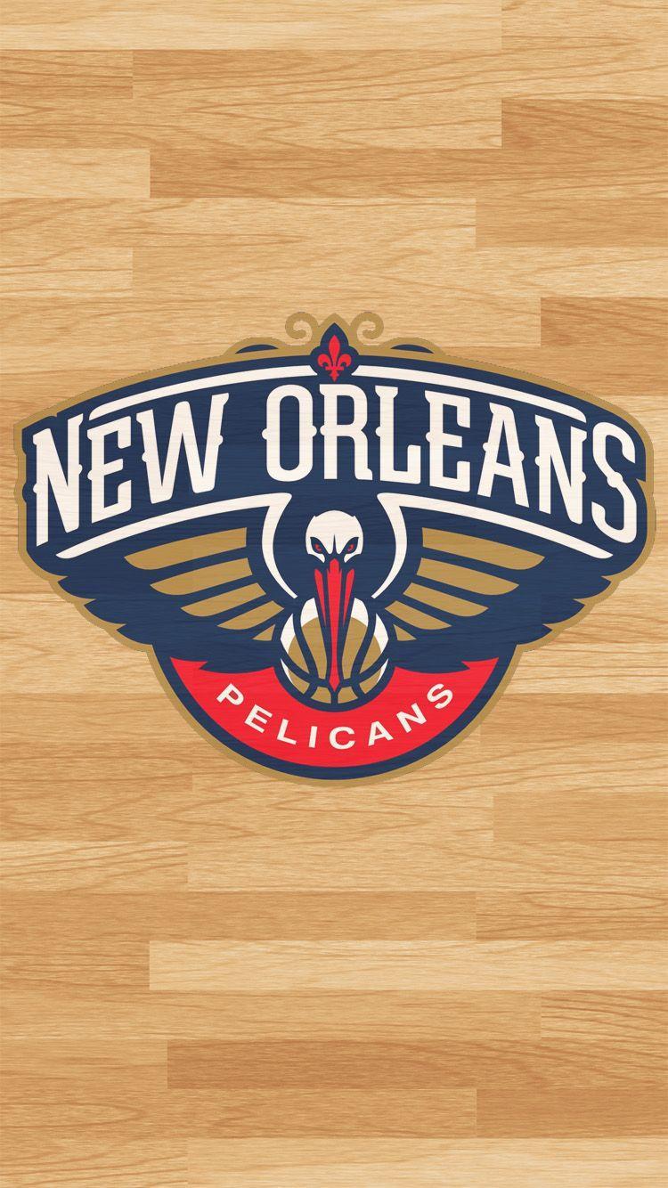 Logo New Orleans Pelicans parquet, NBA, 750x1334 Verticale, iPhone Pro Max