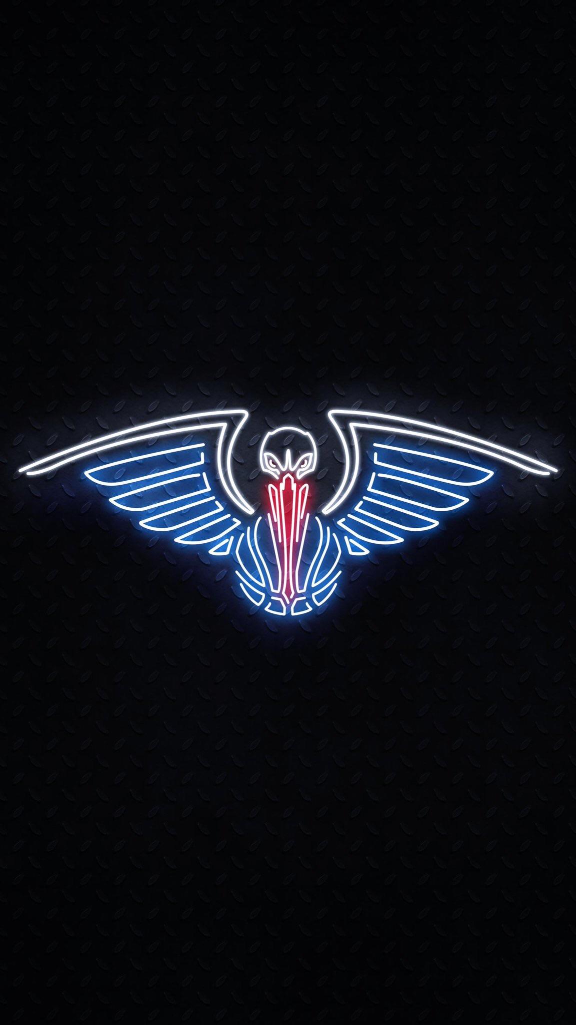 Logo pellicano neon blu rosso, 1152x2047 Full HD Verticale, iPhone Pro Max
