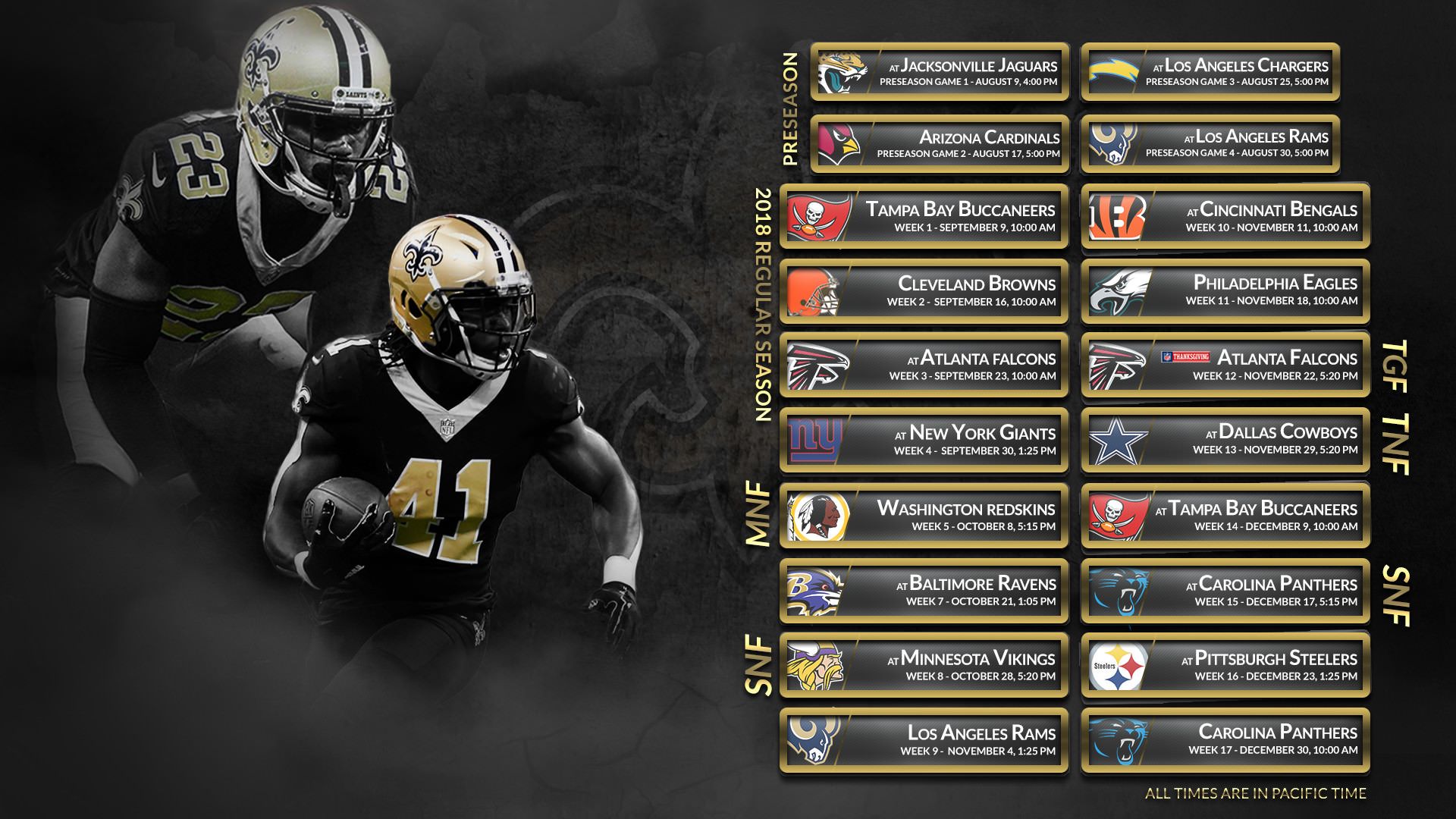 Calendario partite New Orleans Saints, 1920x1080 Full HD, PC