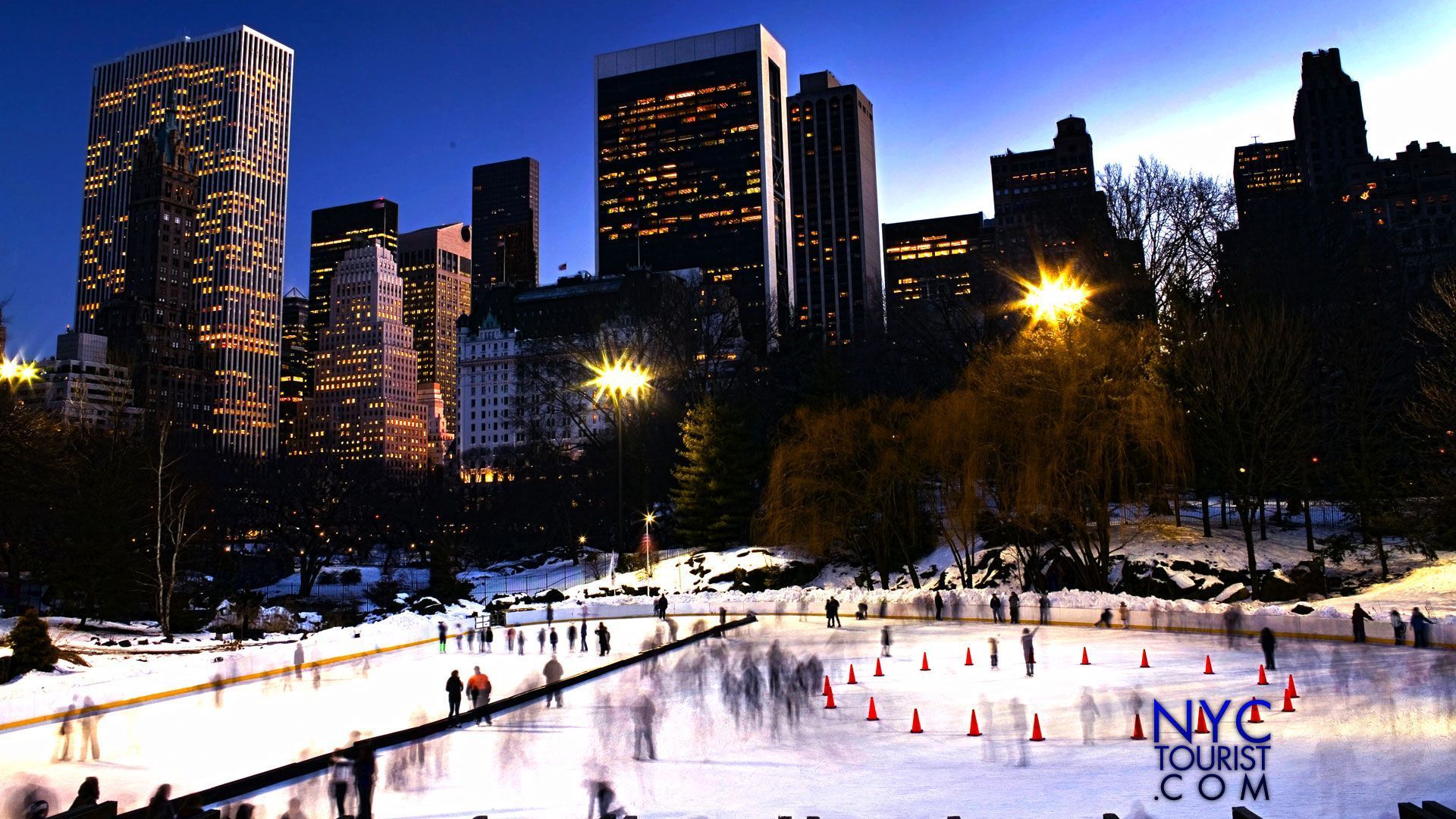 Pista pattinaggio Central Park inverno, 1920x1080 Full HD 1080p, Laptop