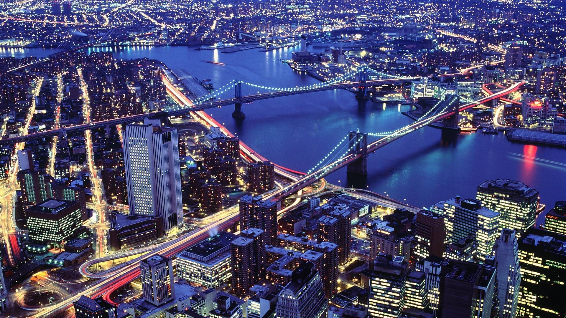 New York vista notturna aerea, 1920x1080 Full HD 1080p, Laptop