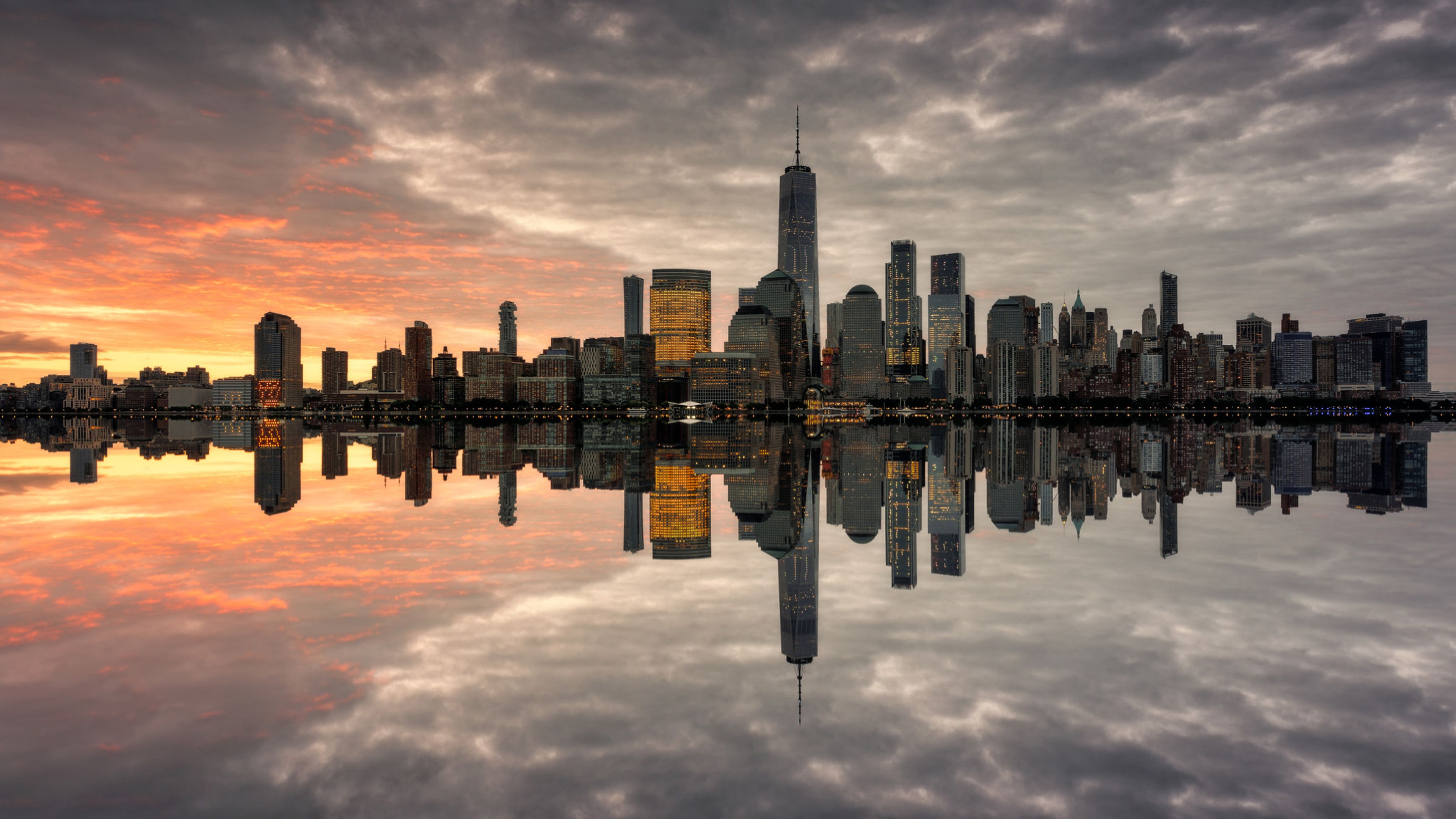 Skyline Manhattan New York tramonto, 3840x2160 4K Ultra HD, Monitor 4K