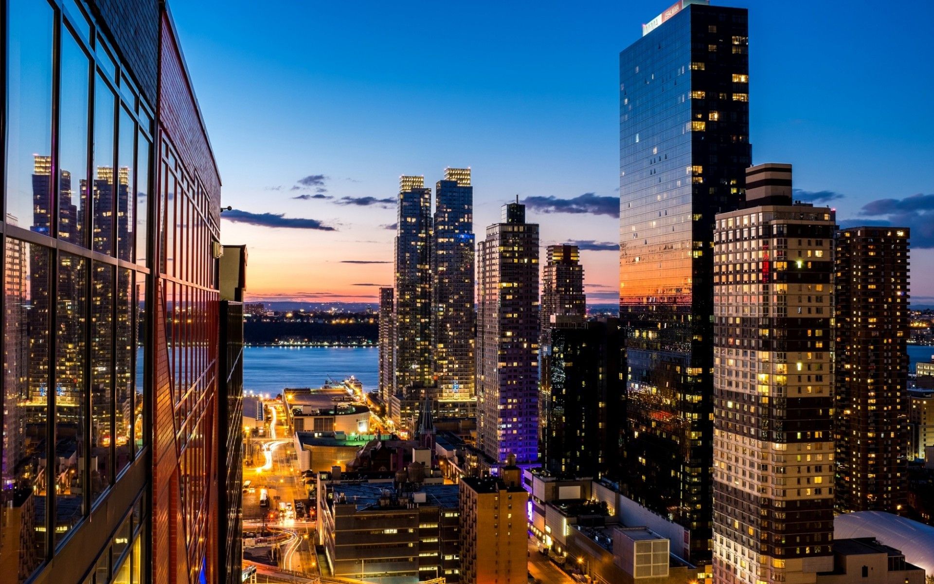 Skyline New York al tramonto, 1920x1200 Full HD+ WUXGA, Desktop