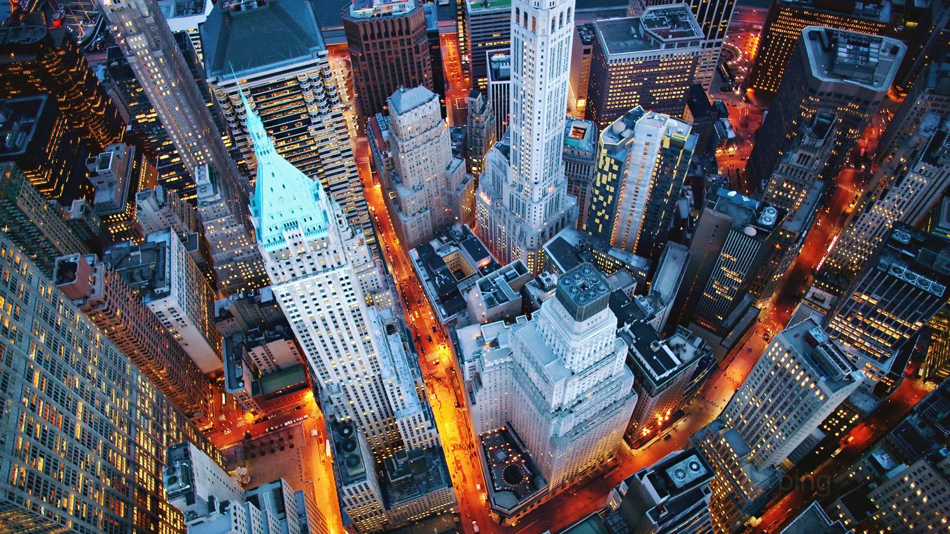 Vista aerea grattacieli New York notte, 1920x1080 Full HD 1080p, Laptop