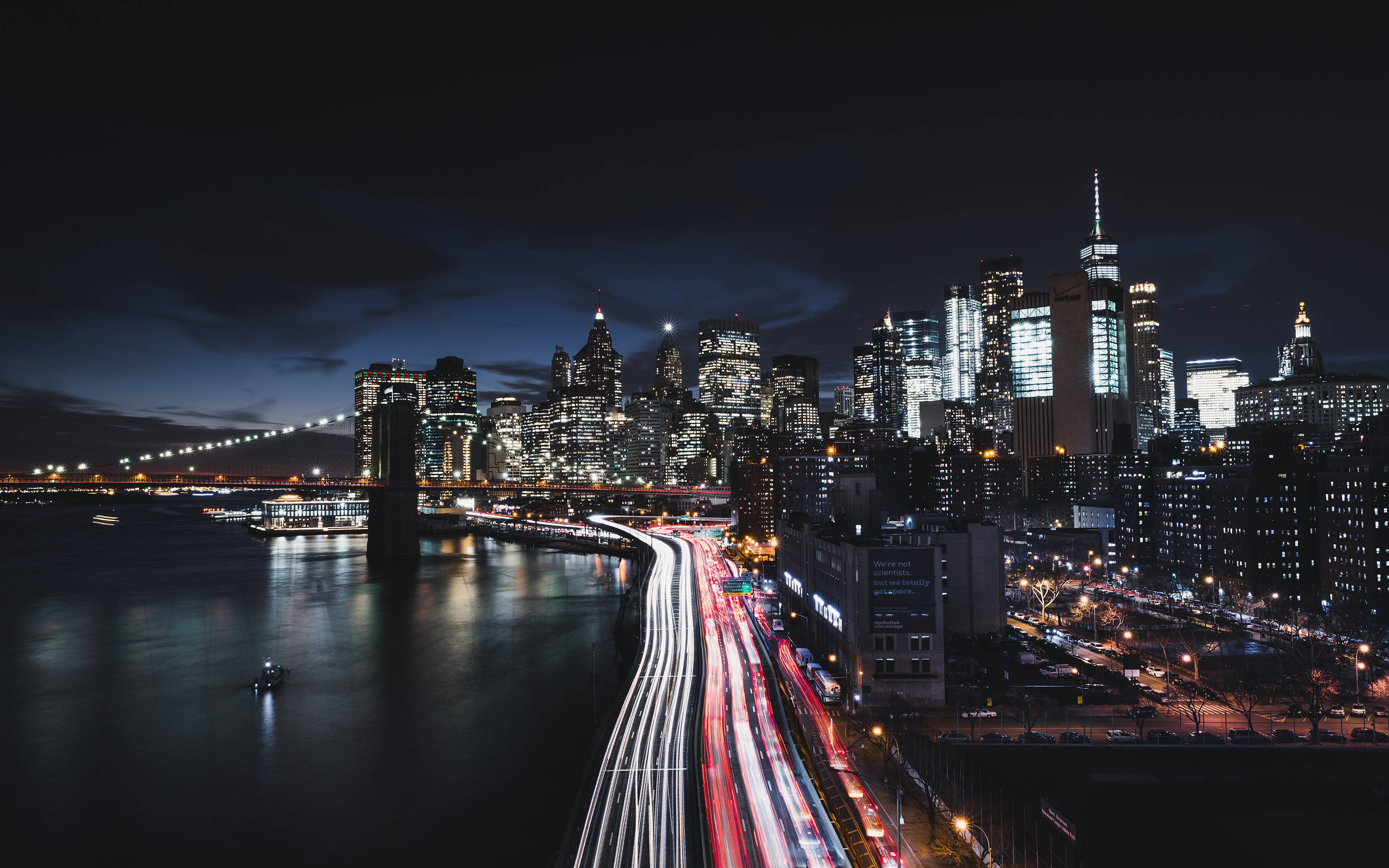 Manhattan skyline notturno luci, 3840x2400 UHD, PC 4K